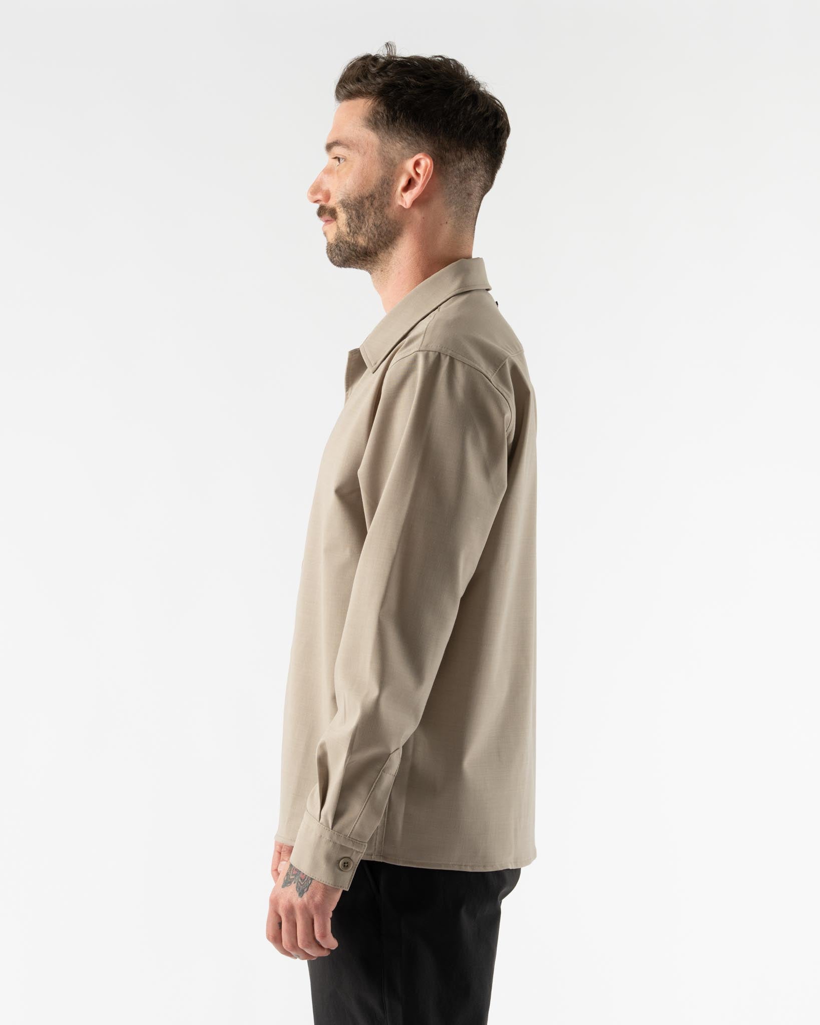 Norse Projects Carsten Light Wool LS Shirt in Light Khaki