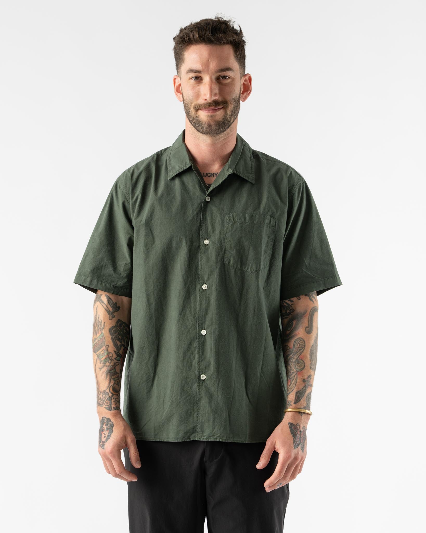 Norse Projects Carsten Cotton Tencel Shirt in Spruce Green