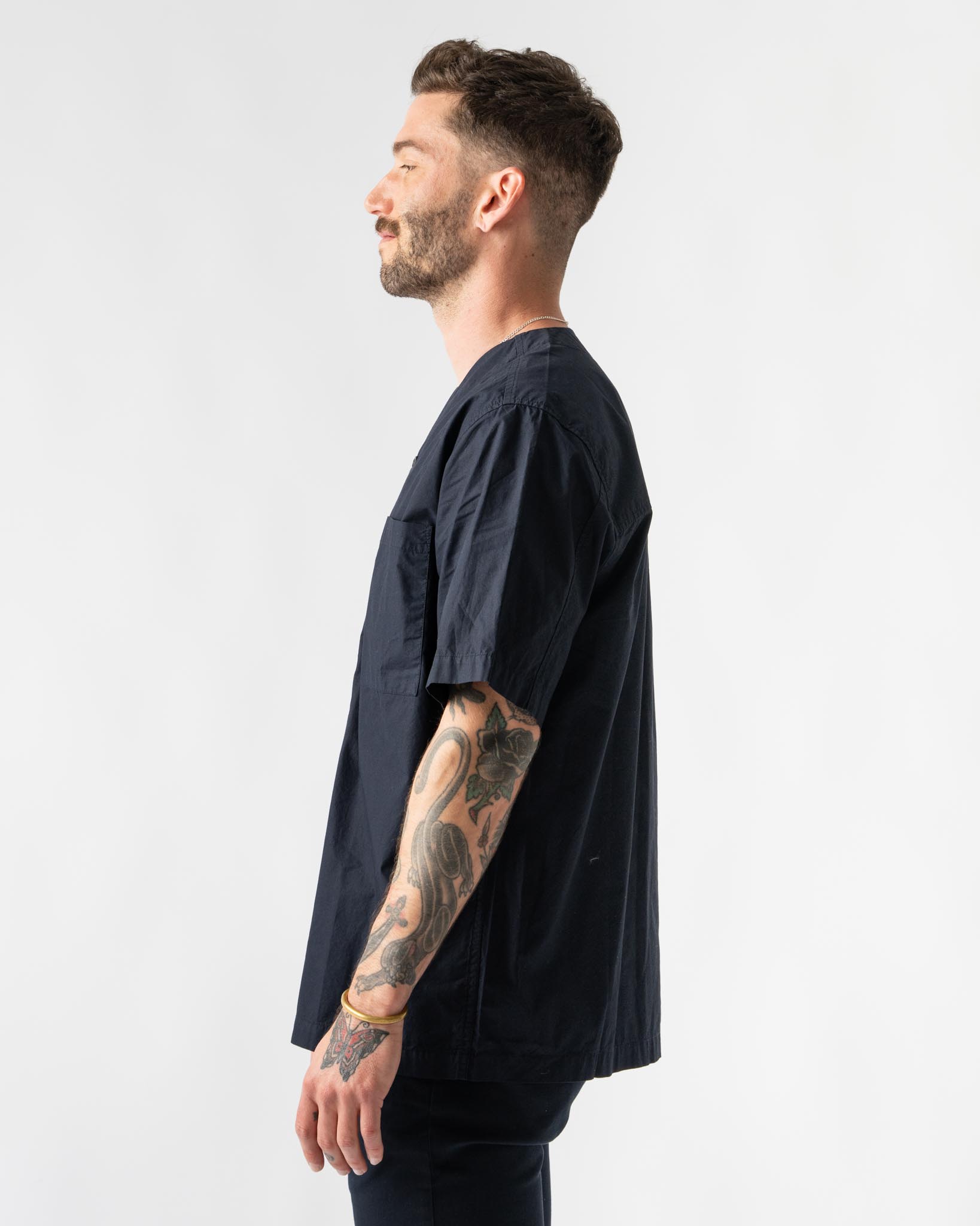Norse Projects Erwin Typewriter Short Sleeve Shirt in Dark Navy