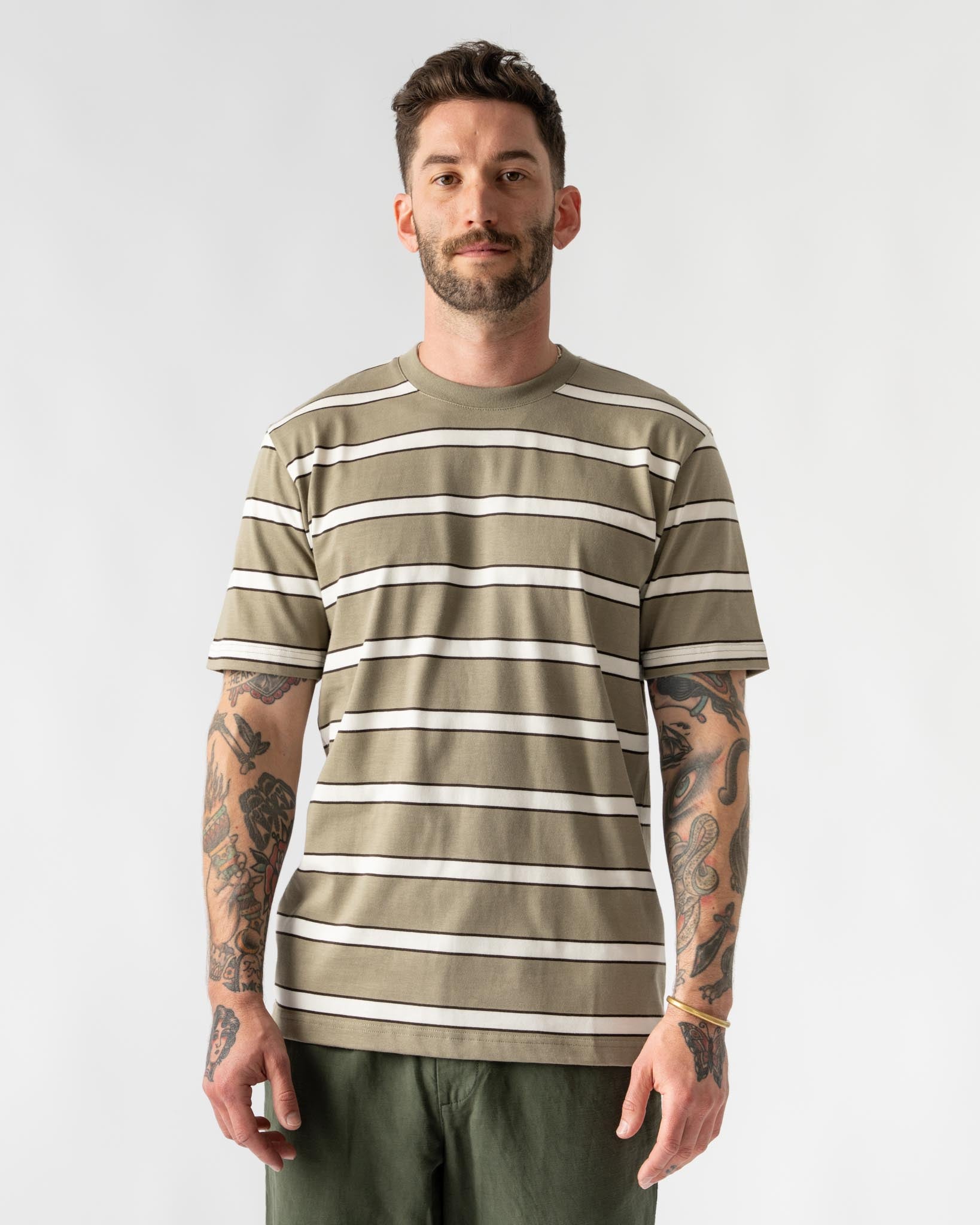 ★人気★【Norse Projects】★STRIPE SHORT SLEEVE Tシャツ★ Norse Projects Johannes Spaced Stripe T-Shirt in Steel Blue