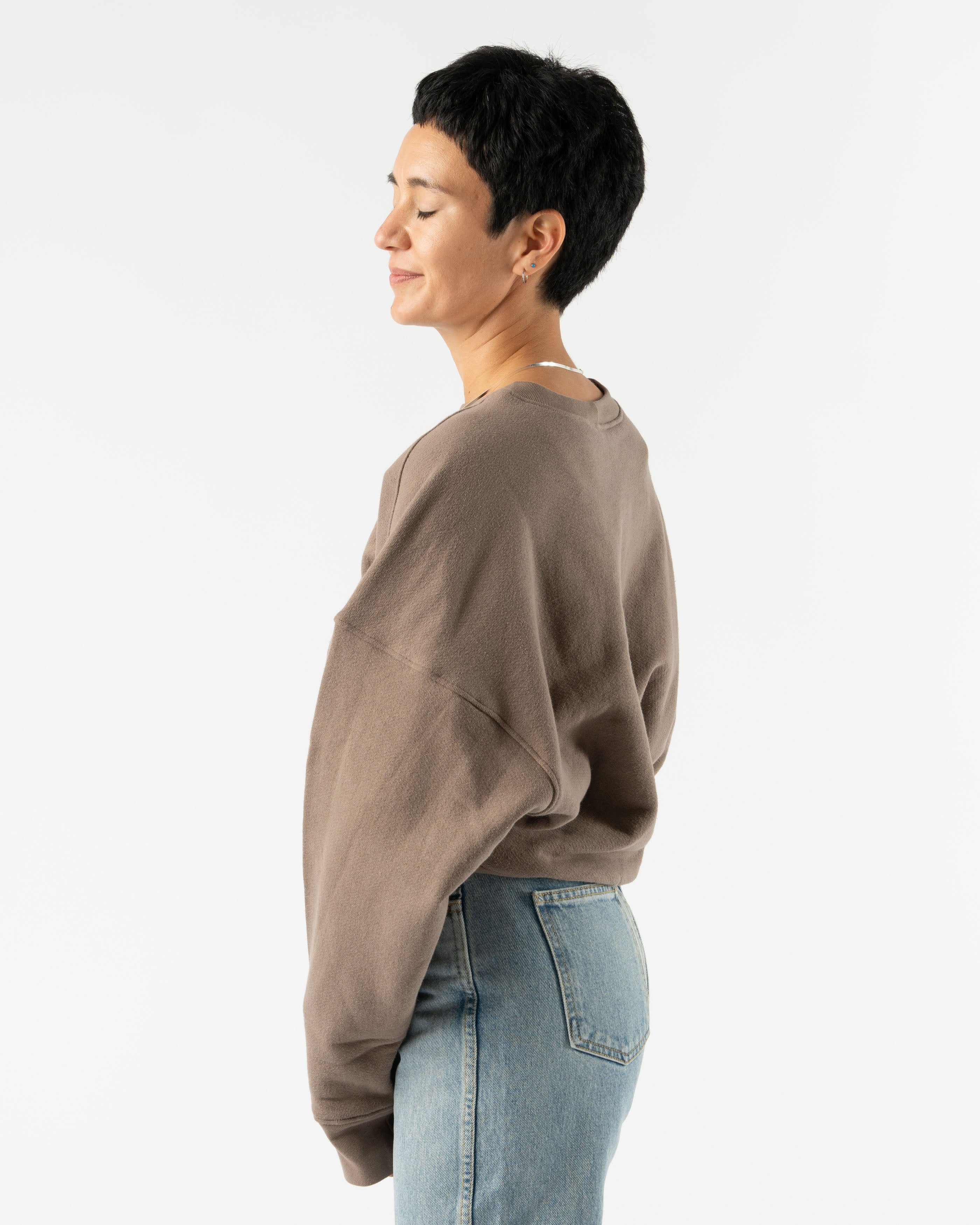 Nu Swim Organic Cotton Smile Sweatshirt in Taupe