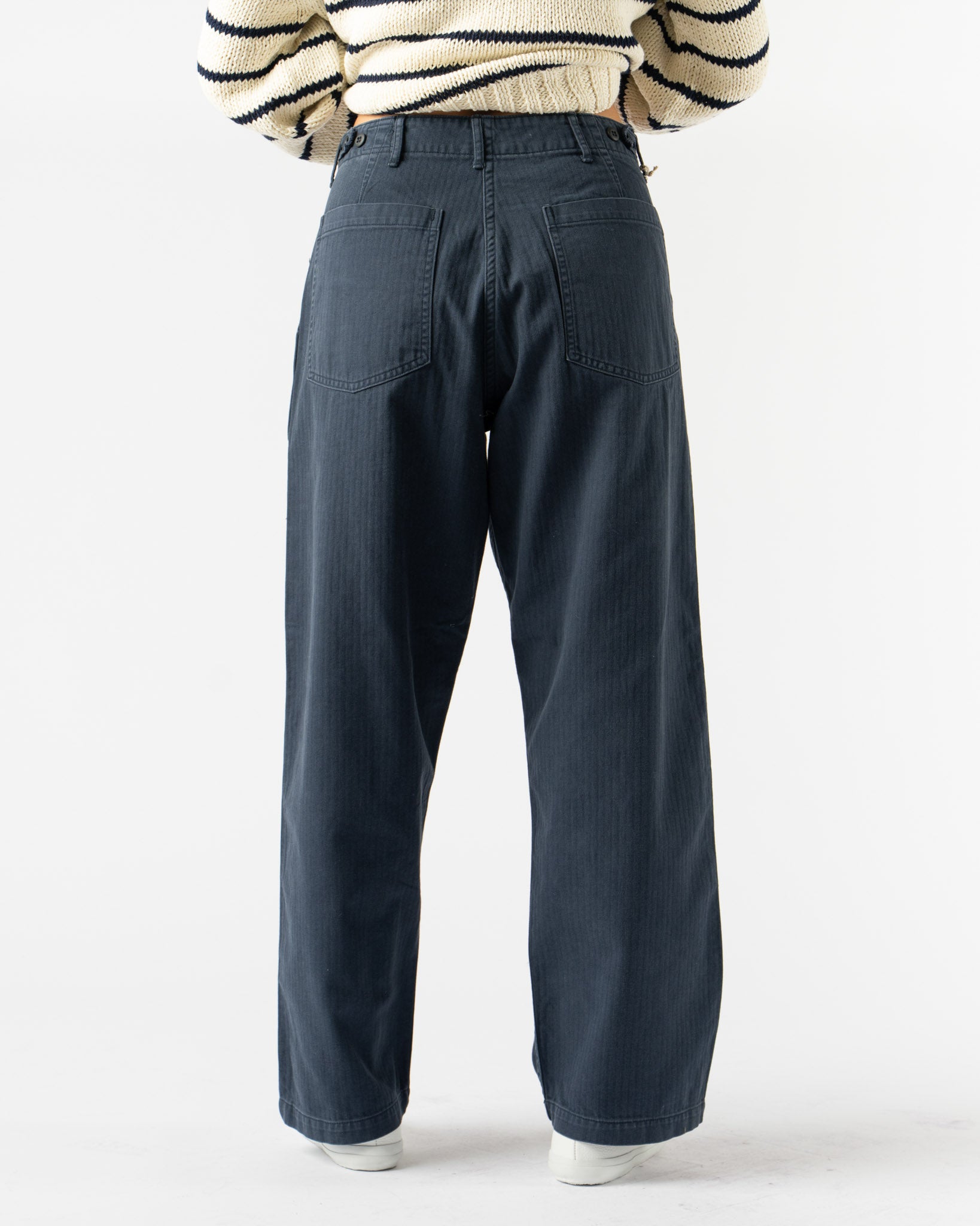 orSlow Herringbone Twill Summer Fatigue Pants in Navy