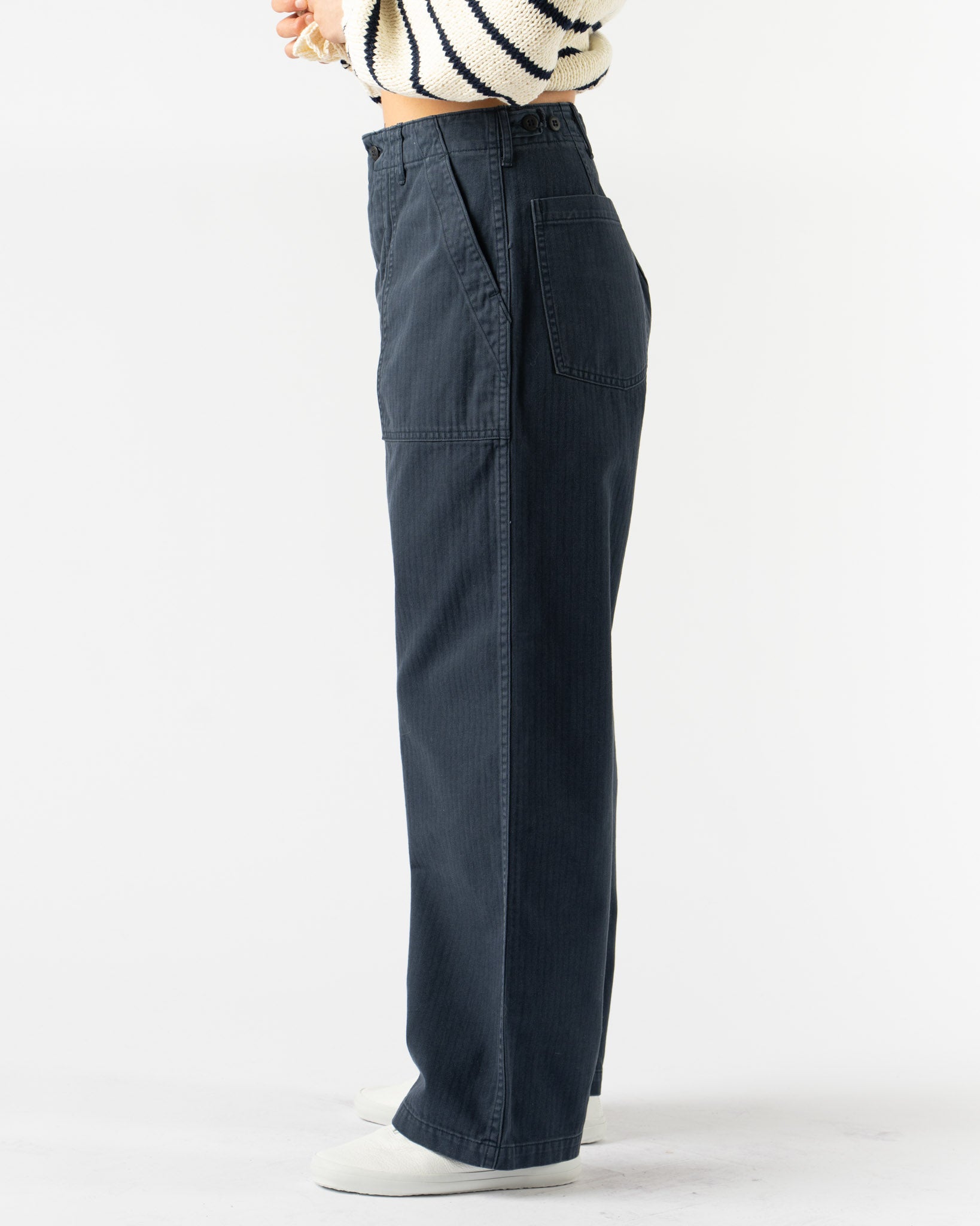 orSlow Herringbone Twill Summer Fatigue Pants in Navy