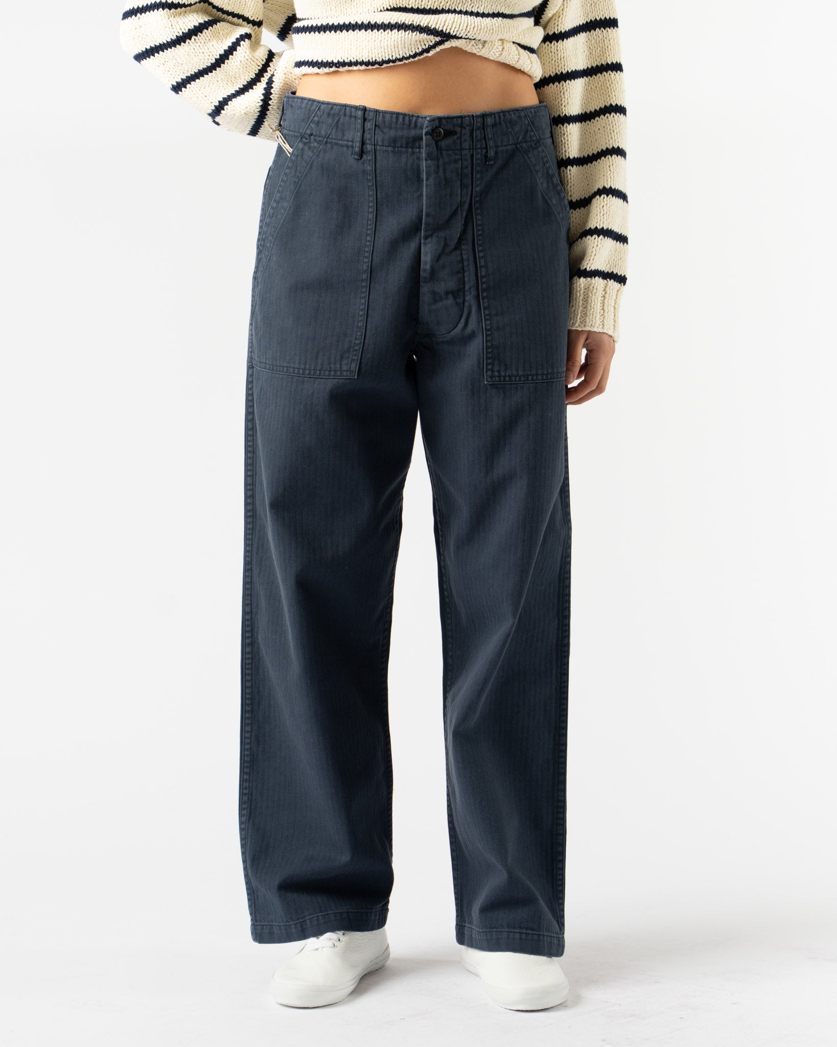 orSlow Herringbone Twill Summer Fatigue Pants in Navy