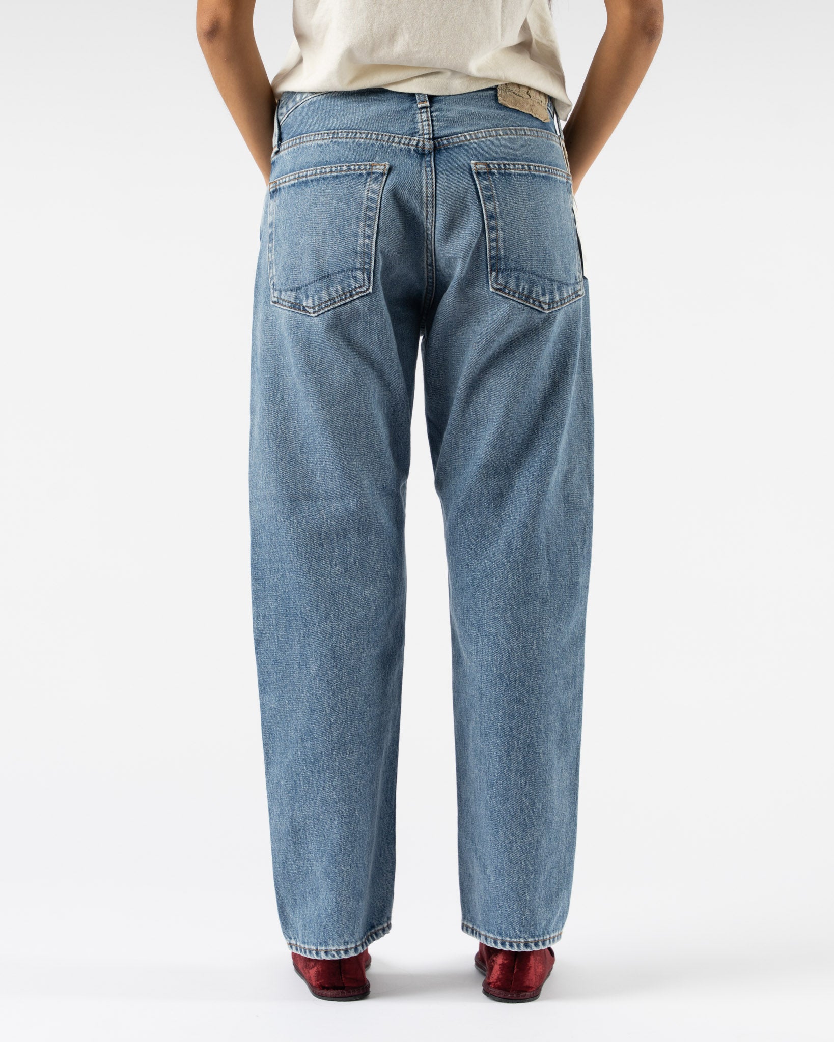 orSlow Short Length 105 90's Denim in Mid Used Wash