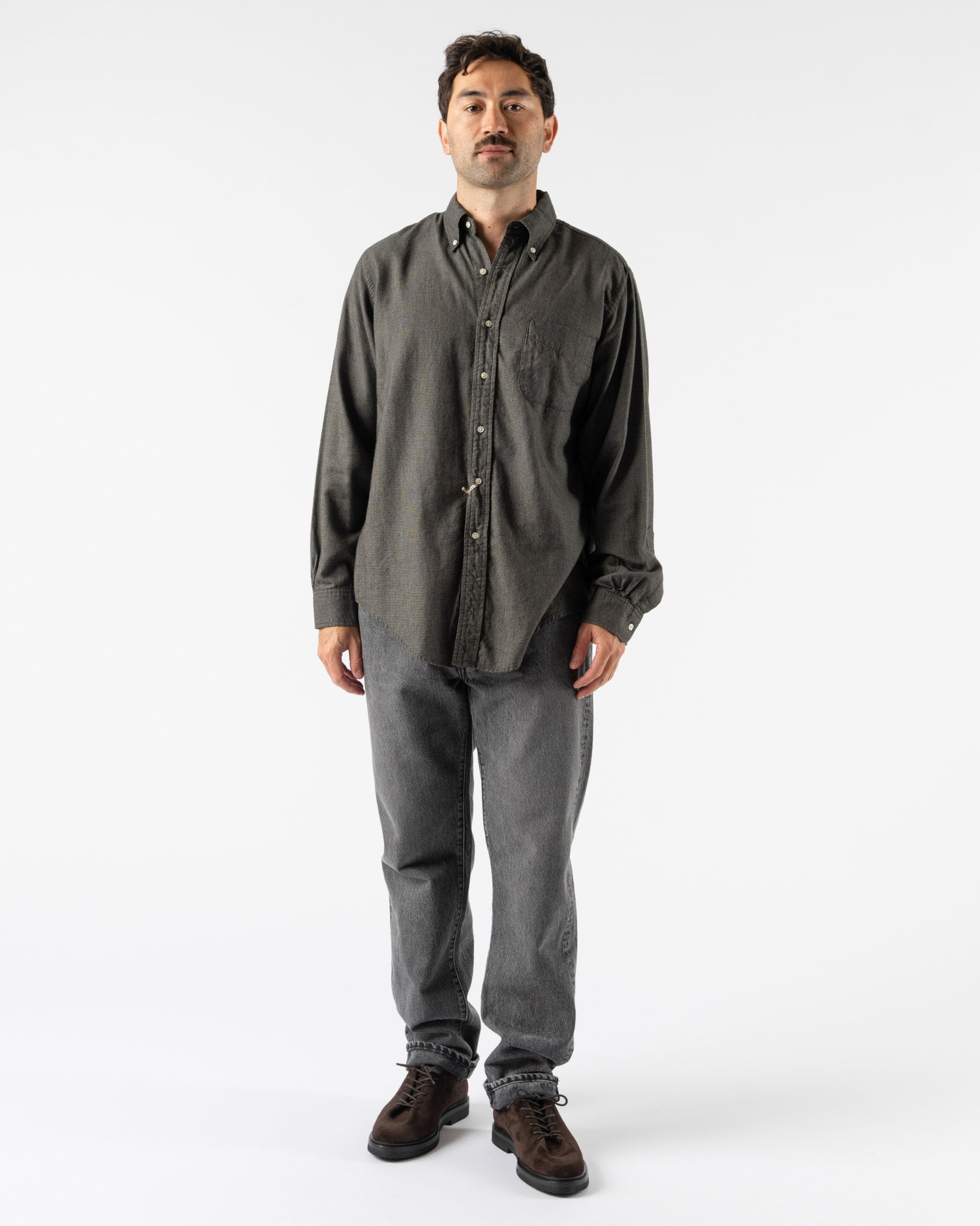 orSlow Standard Button Down in Coffee Brown