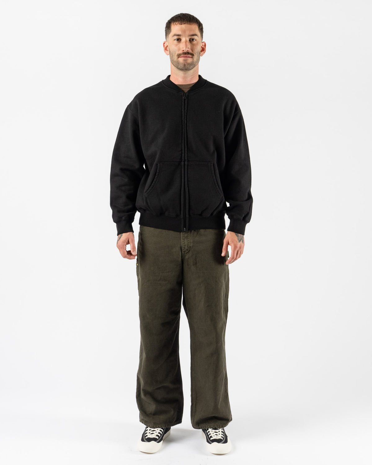 orSlow Dense Knit Zip-Up Sweatshirt in Black