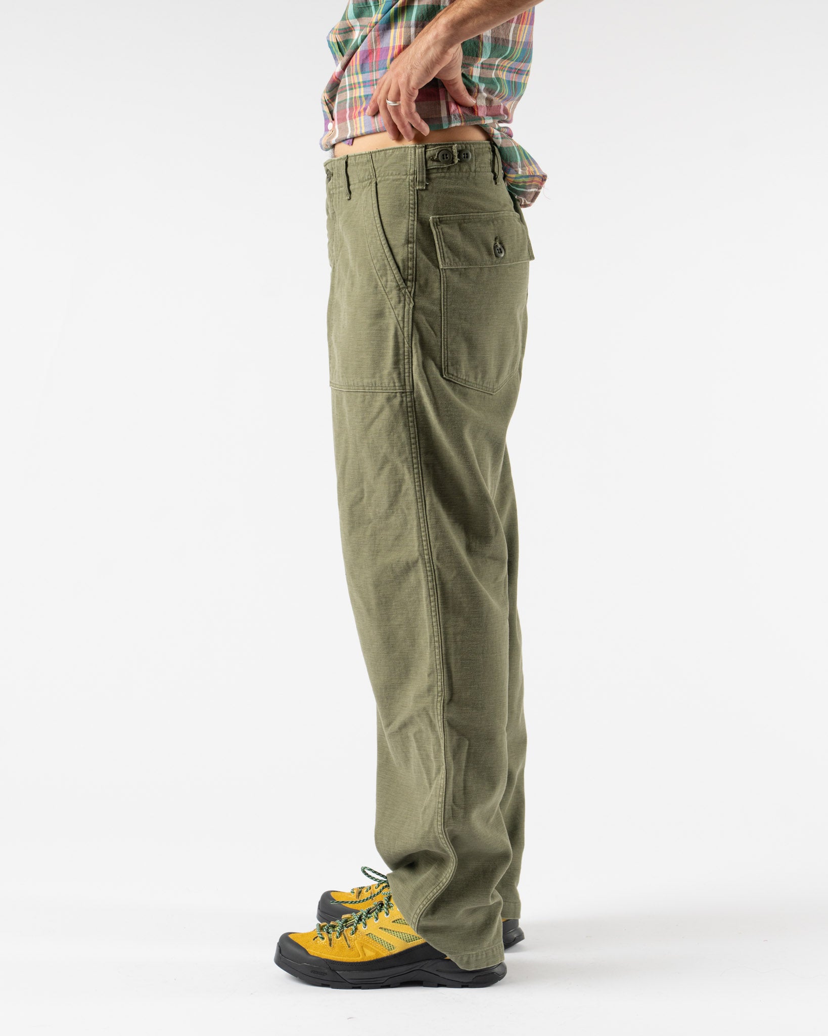 orSlow Herringbone Vintage Fit Fatigue Pants in Army Green