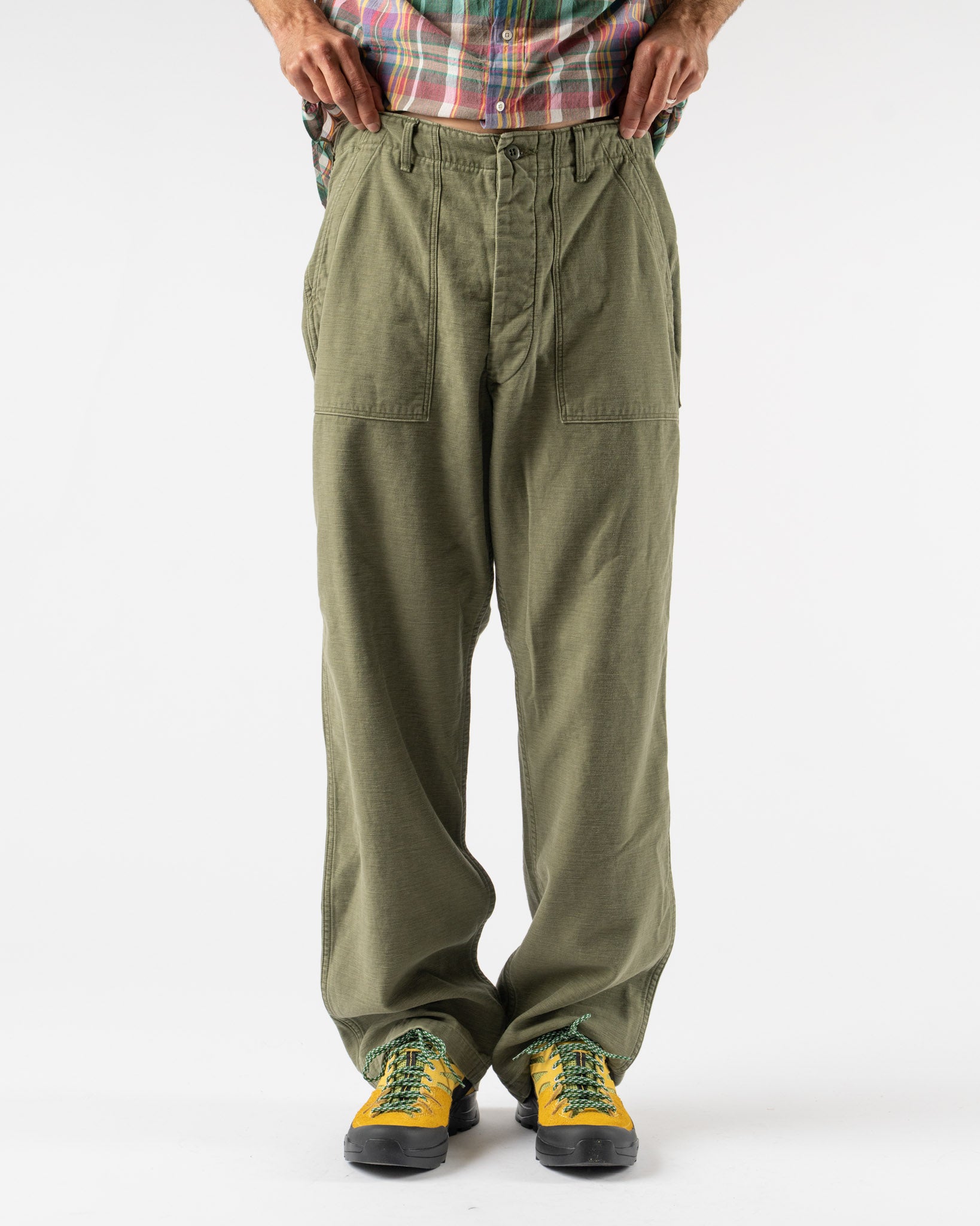 orSlow Herringbone Vintage Fit Fatigue Pants in Army Green