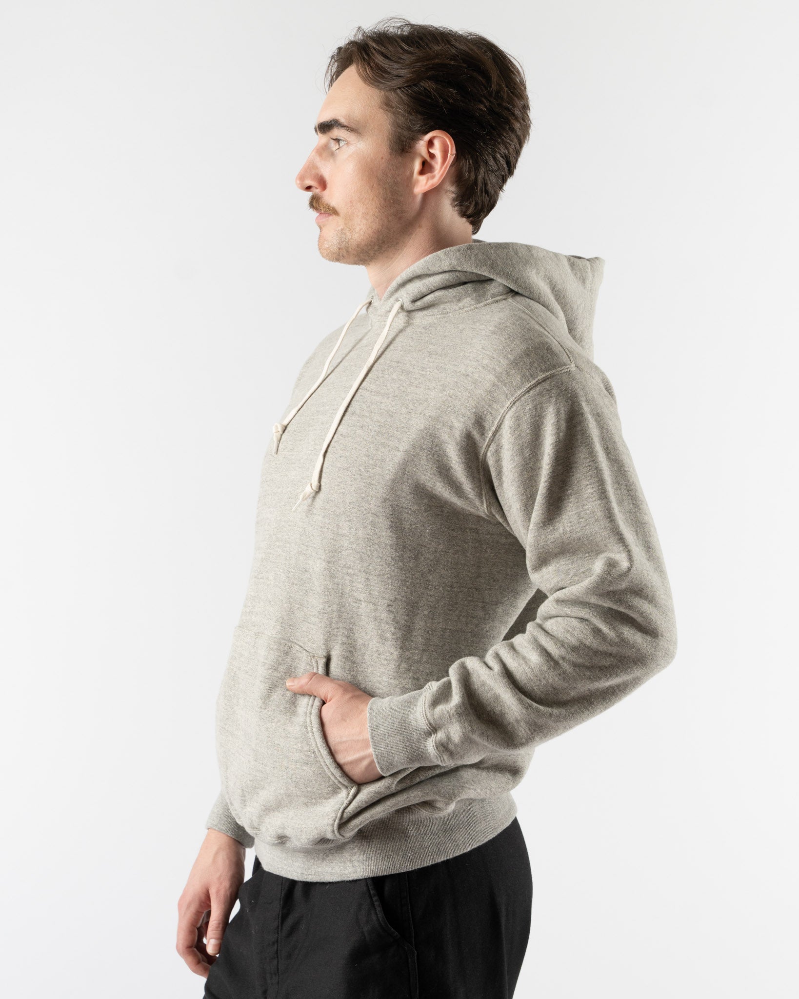 orSlow Loop Wheel Hooded Sweatshirt in Heather Gray