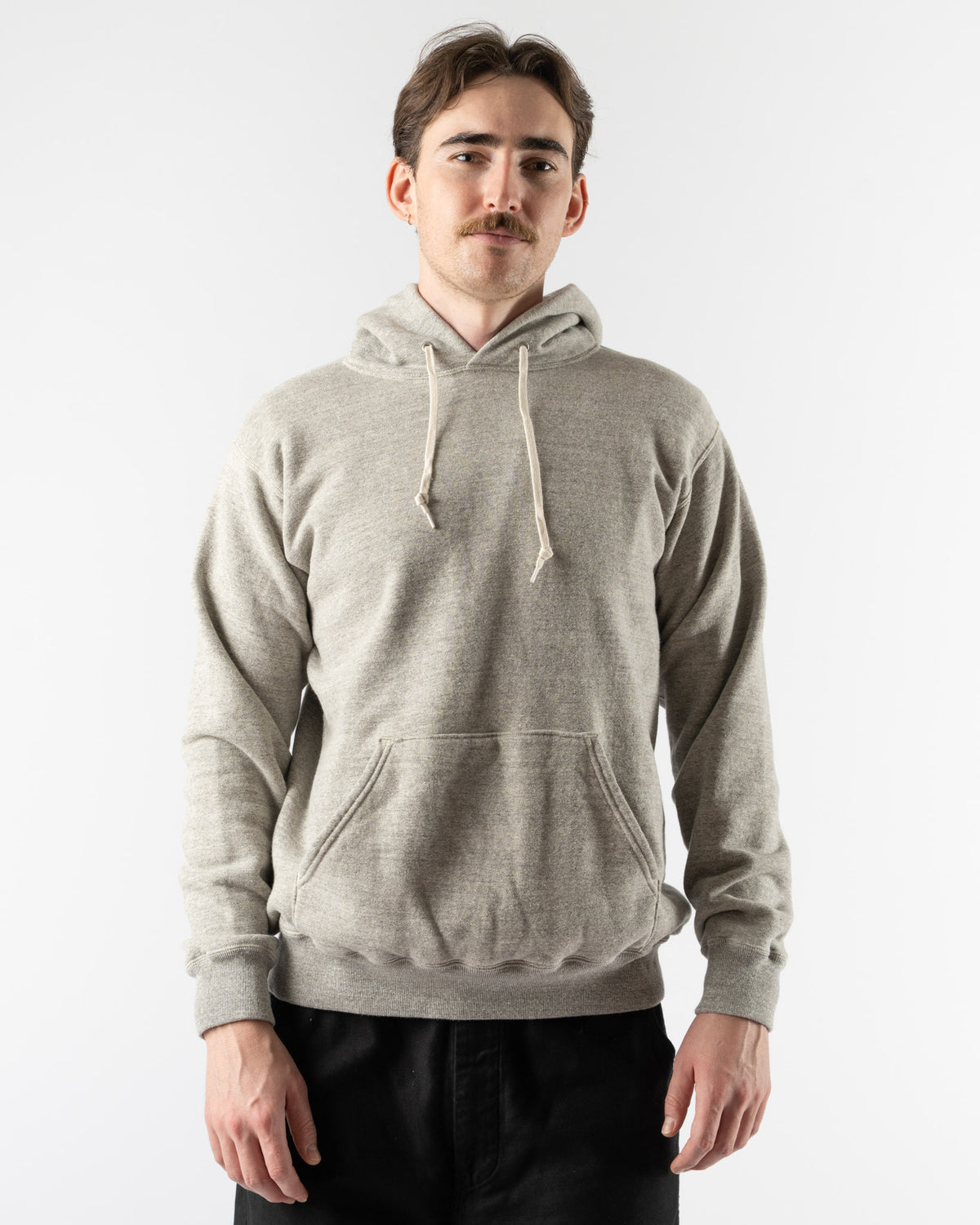 orSlow Loop Wheel Hooded Sweatshirt in Heather Gray Curated at 