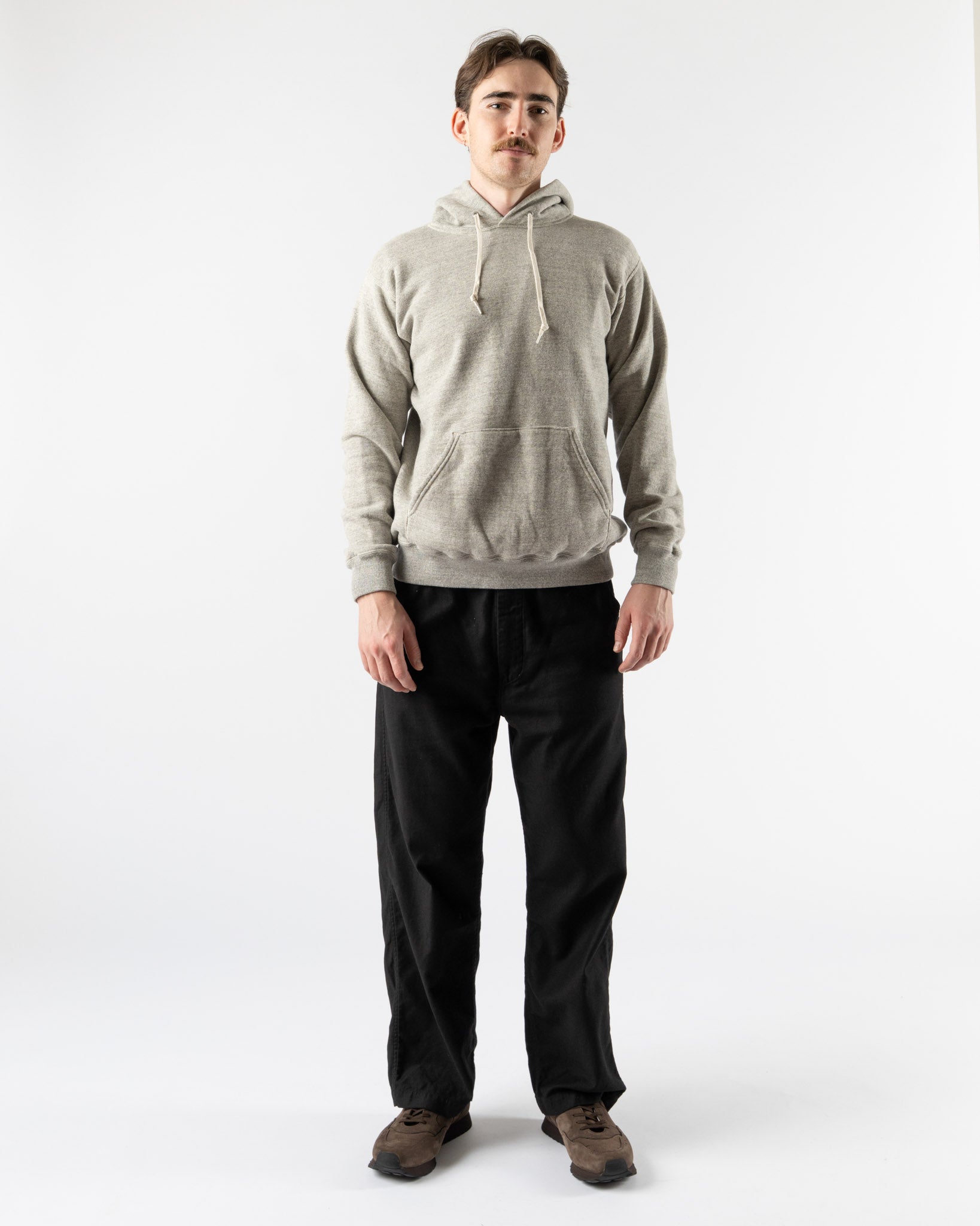 orSlow Loop Wheel Hooded Sweatshirt in Heather Gray