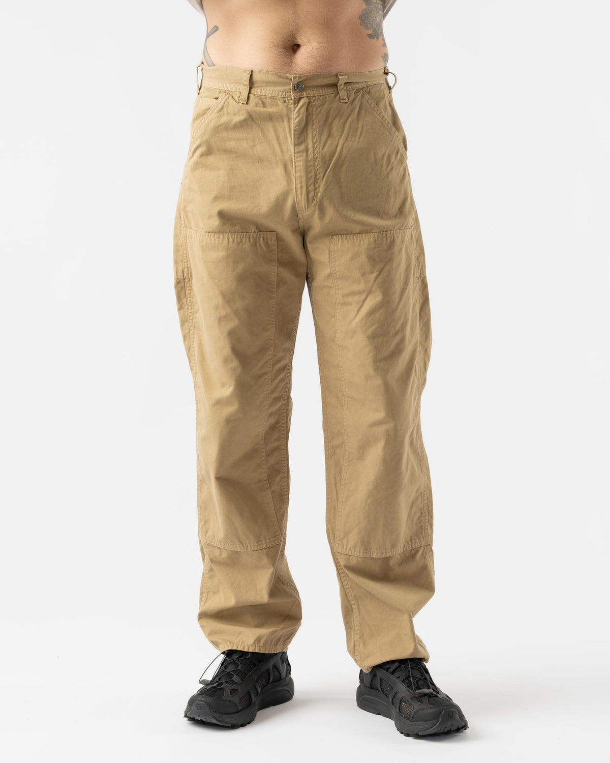 orSlow Double Knee Utility Work Pants in Khaki Curated at Jake and 