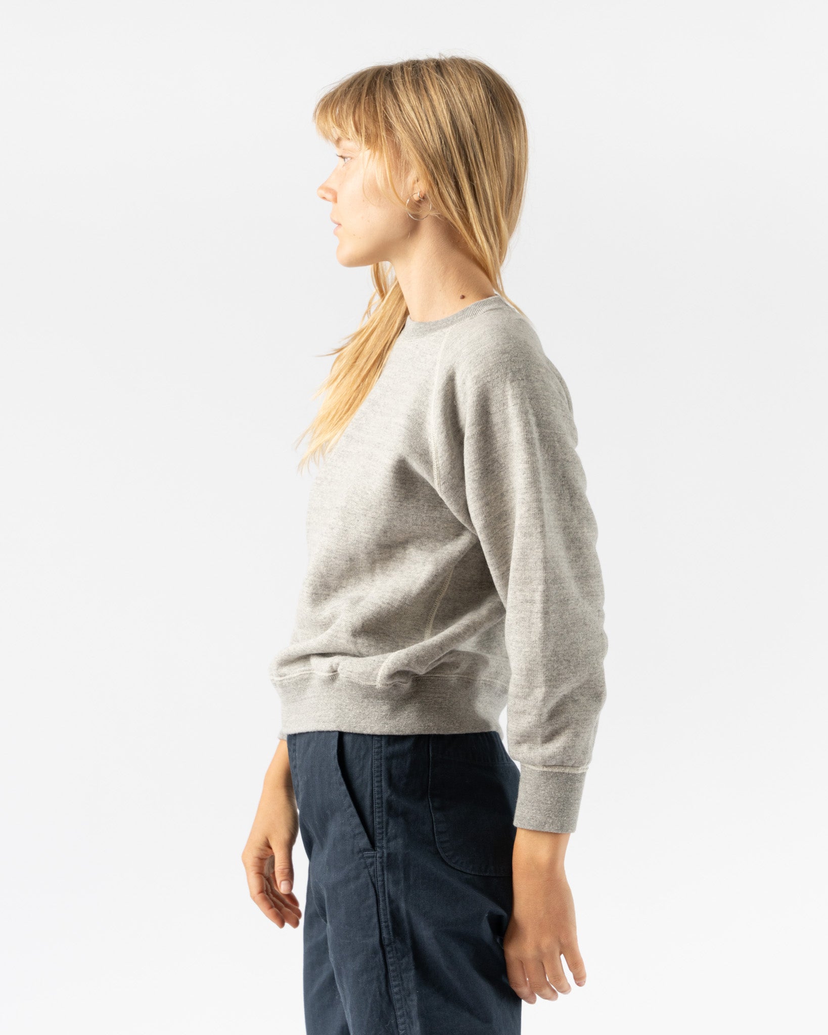 orSlow Womens Crew Neck Sweat Shirt in Heather Grey
