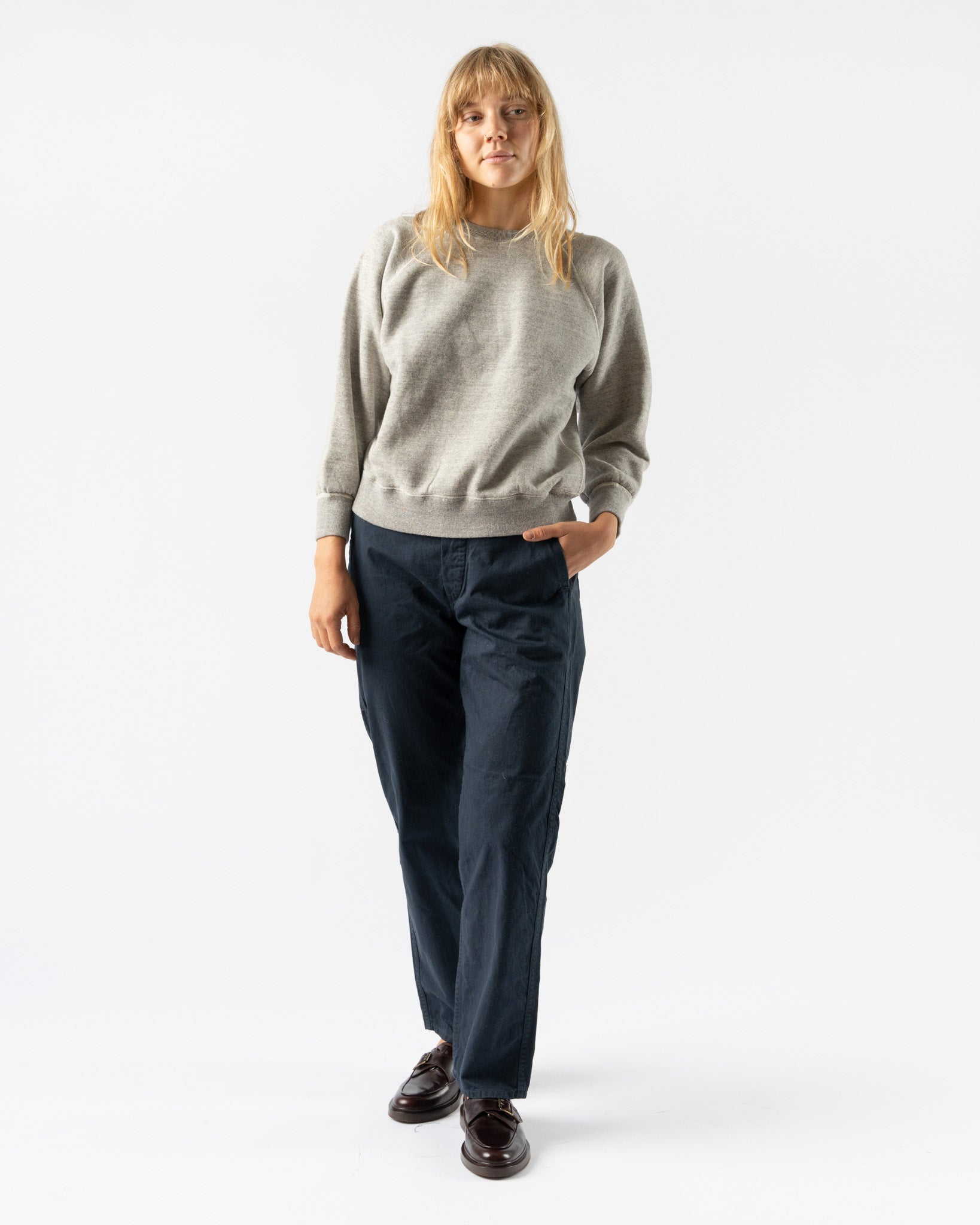 orSlow Womens Crew Neck Sweat Shirt in Heather Grey