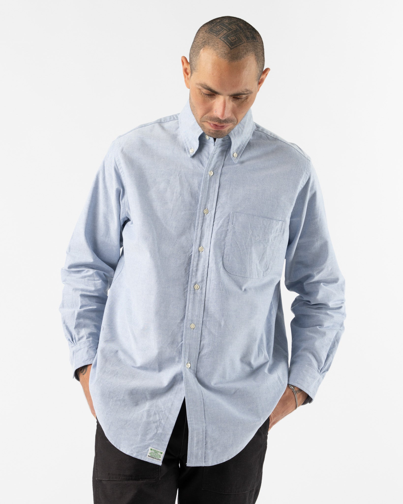 orSlow Oxford Standard Button Down Shirt in Light Blue