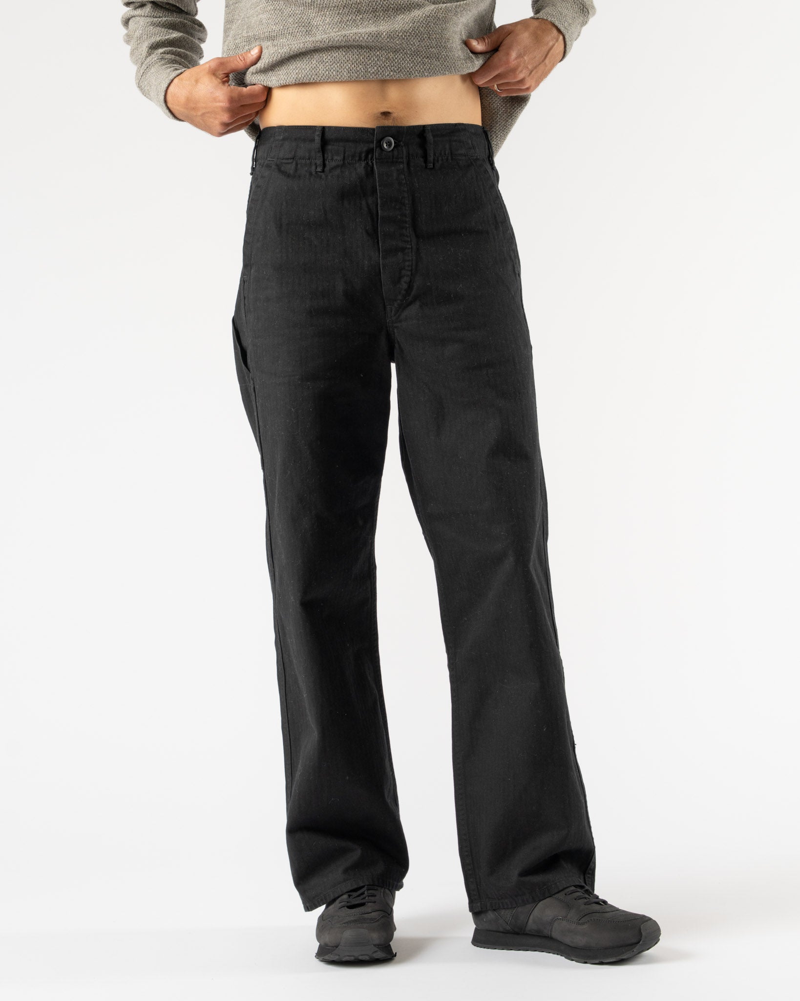 orSlow Wide Fit French Work Pants in Black