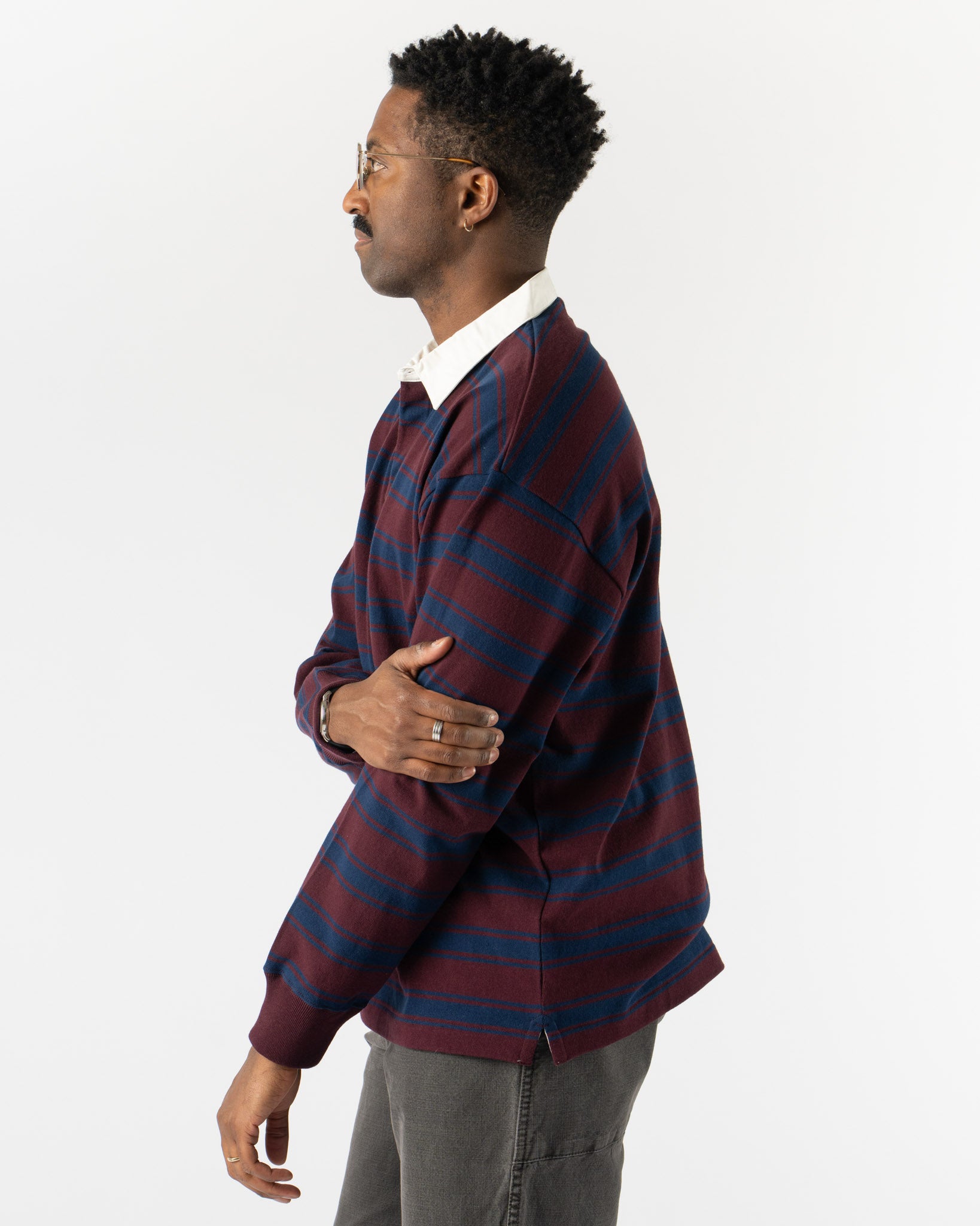 Pilgrim Surf + Supply Rocky Rugby Shirt in Burgundy