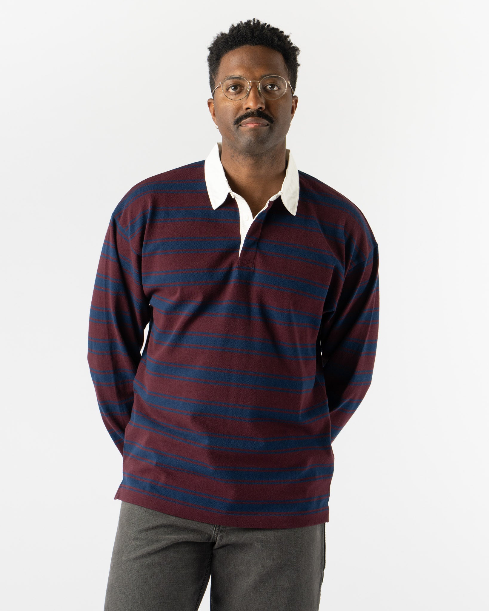 Pilgrim Surf + Supply Rocky Rugby Shirt in Burgundy