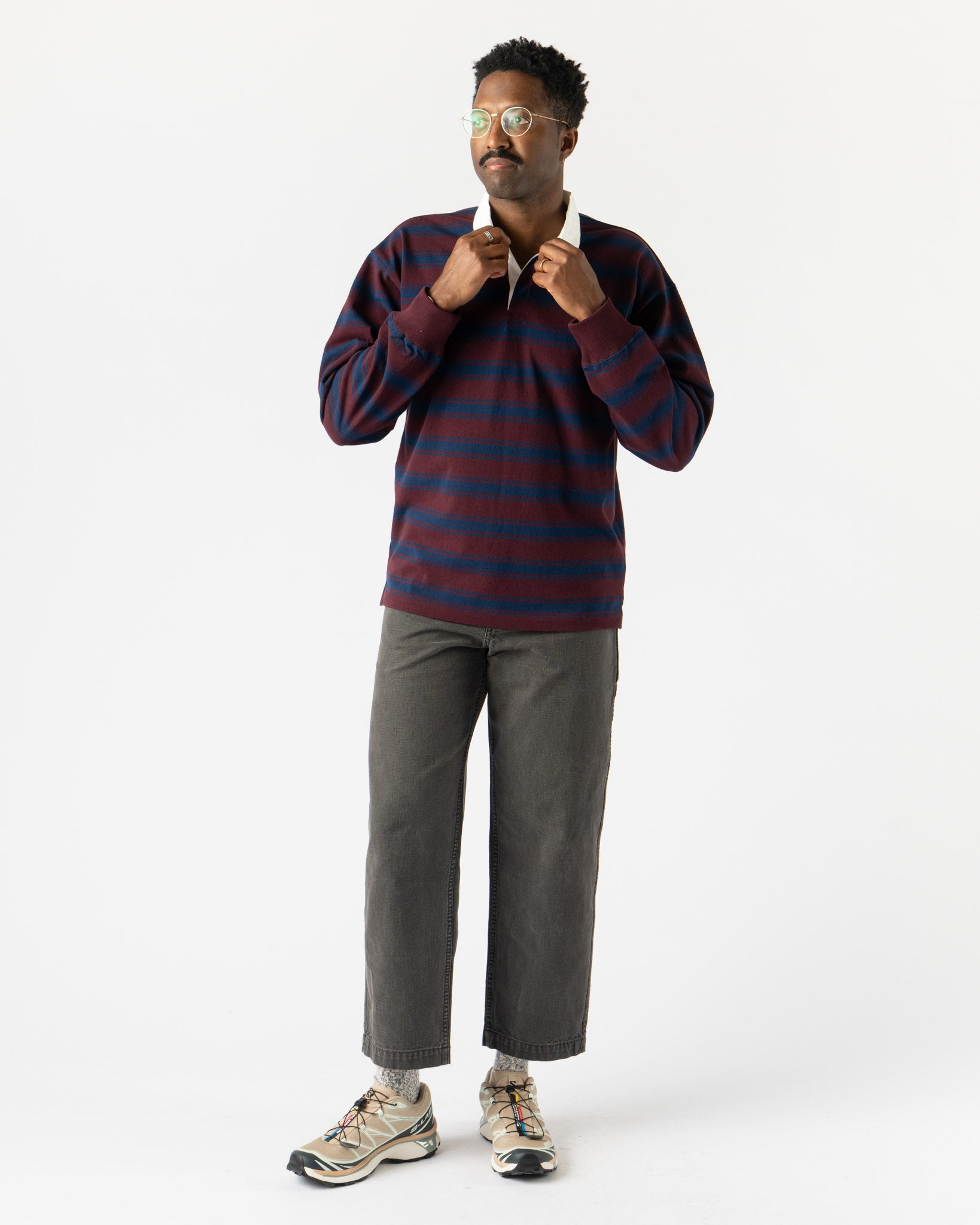 Pilgrim Surf + Supply Rocky Rugby Shirt in Burgundy