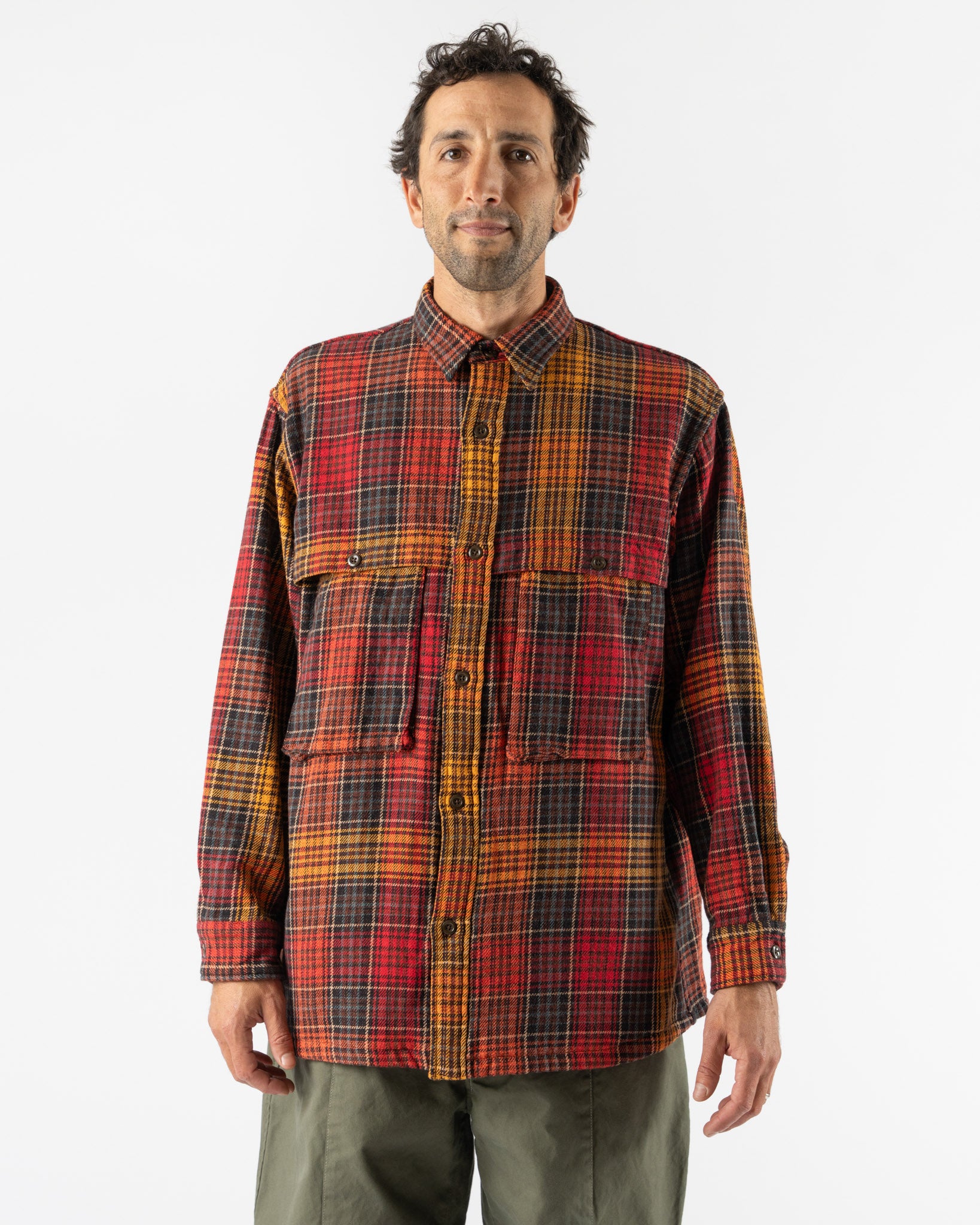 Pilgrim Surf + Supply Albert Field Shirt in Black/Orange Curated