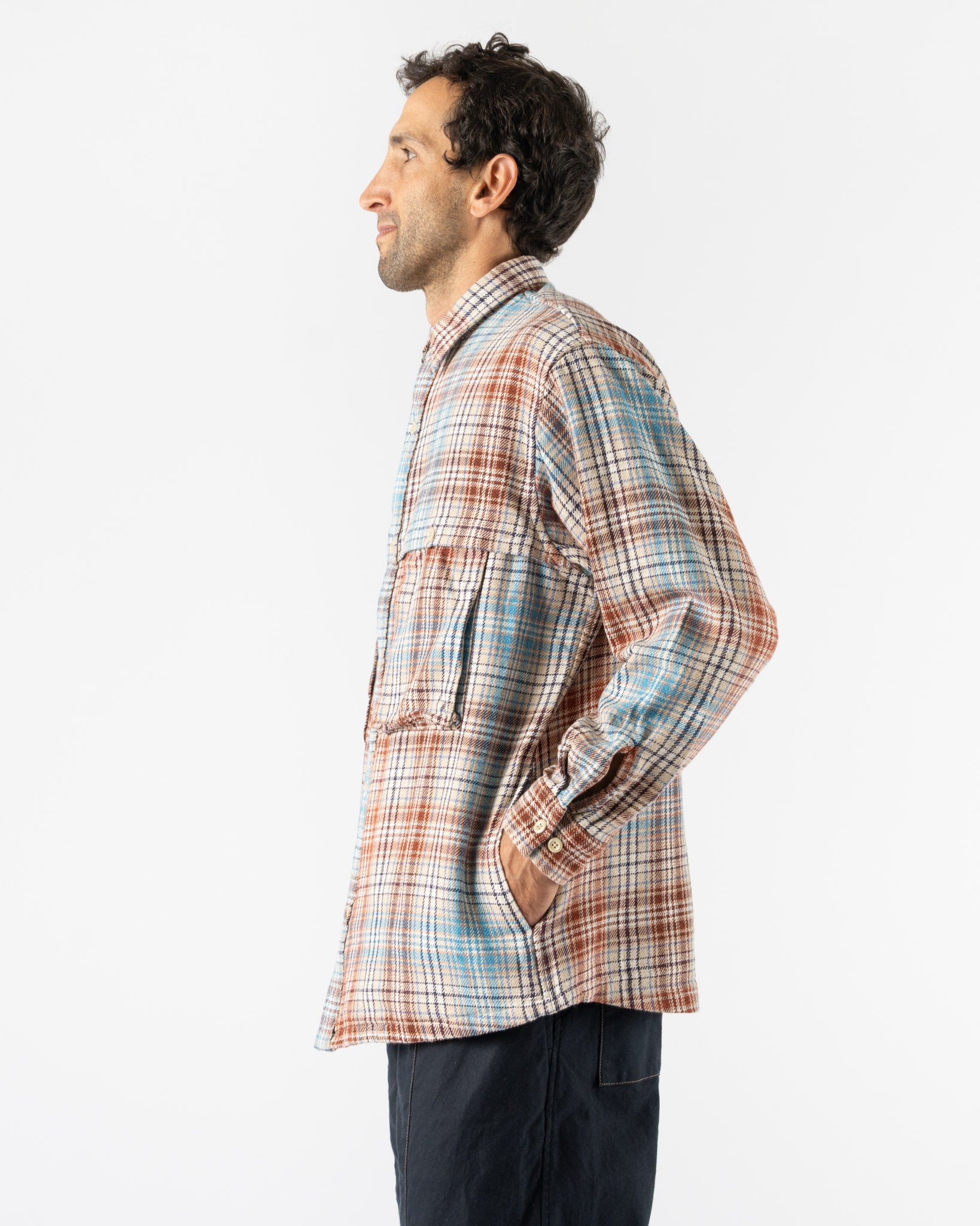 Pilgrim Surf + Supply Albert Field Shirt in Ivory/Blue