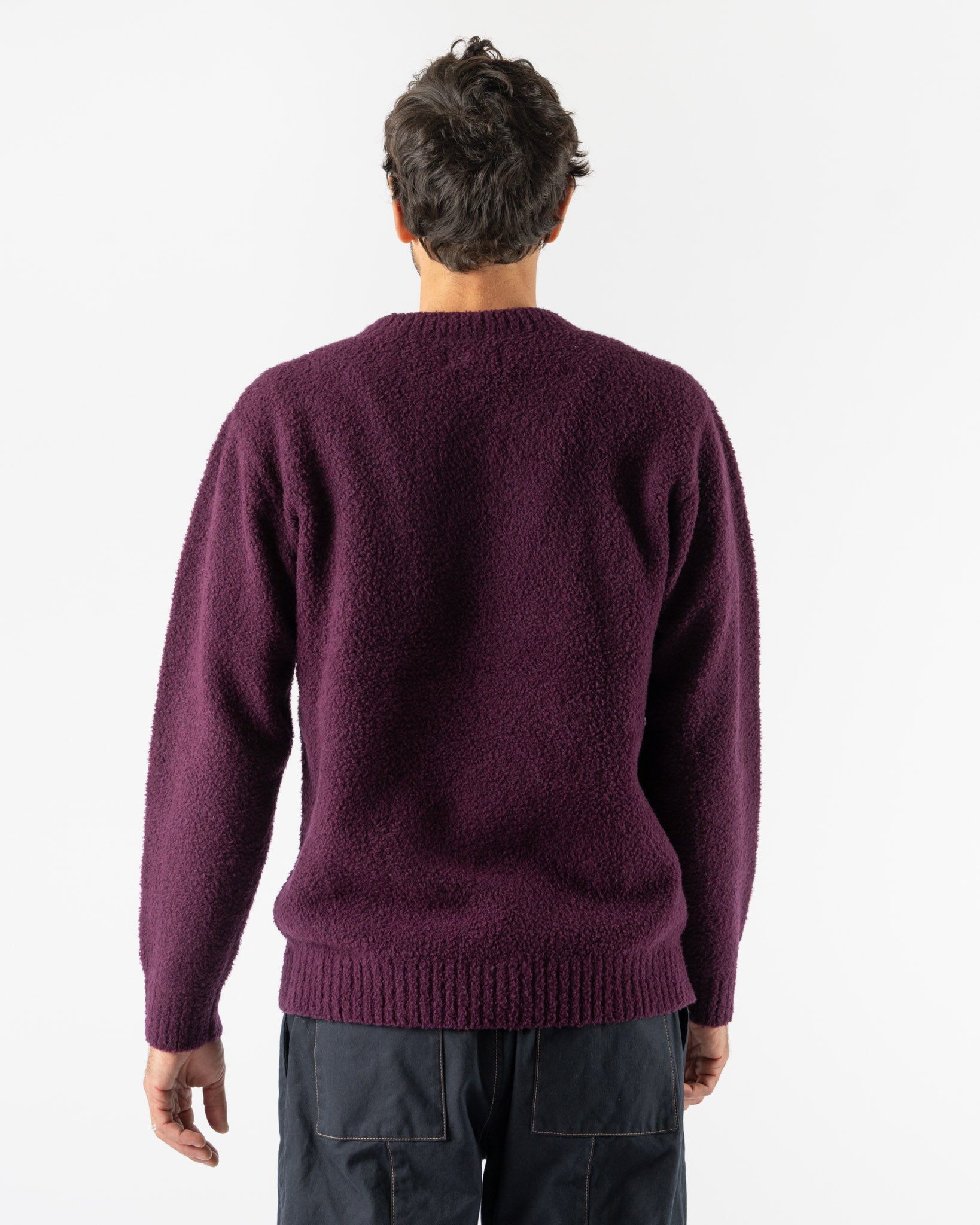 Pilgrim Surf + Supply McCoy V-Neck Boa Sweater in Purple