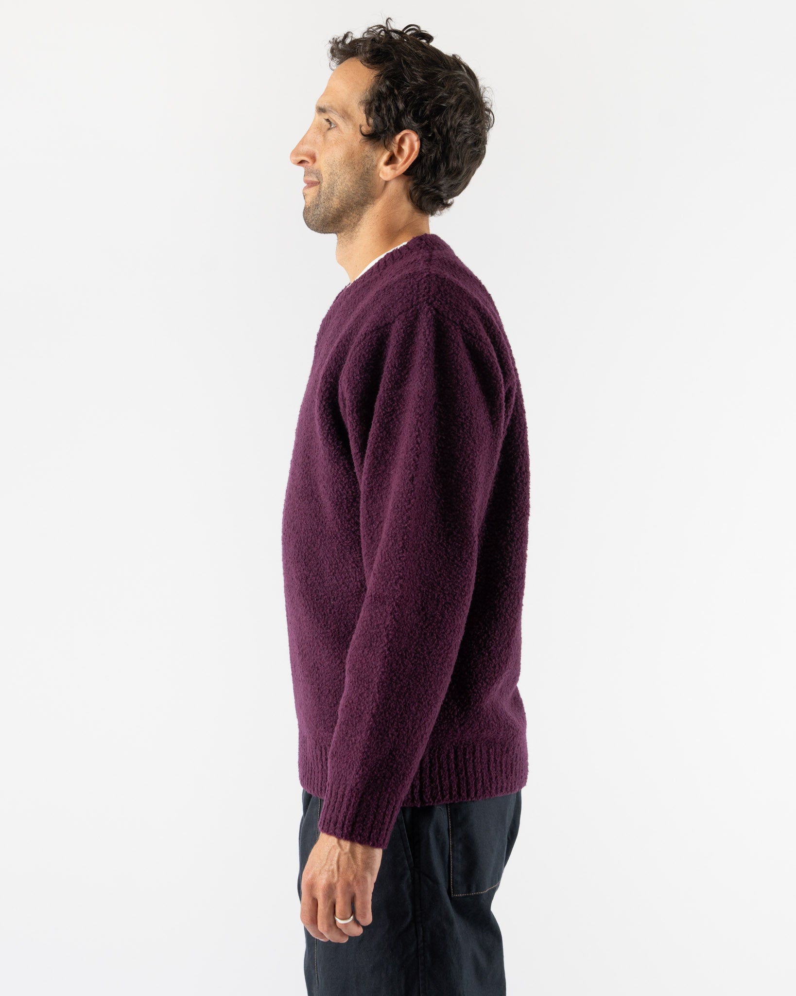Pilgrim Surf + Supply McCoy V-Neck Boa Sweater in Purple
