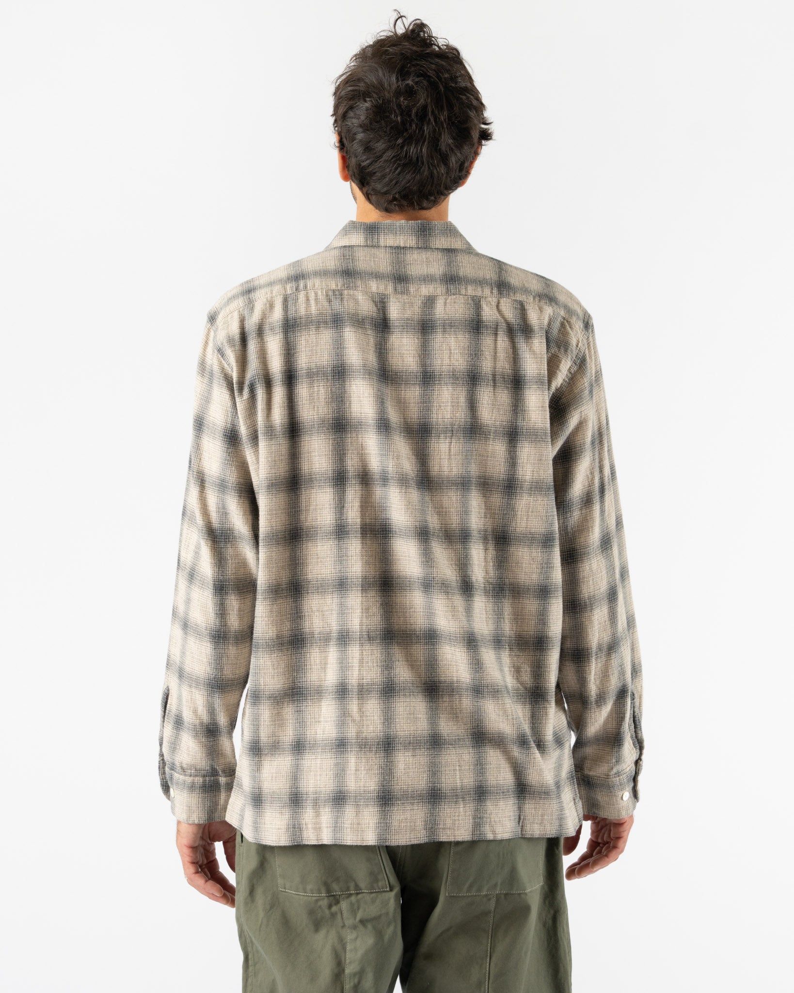 Pilgrim Surf + Supply Vincent Nep Herringbone Plaid Shirt in Khaki