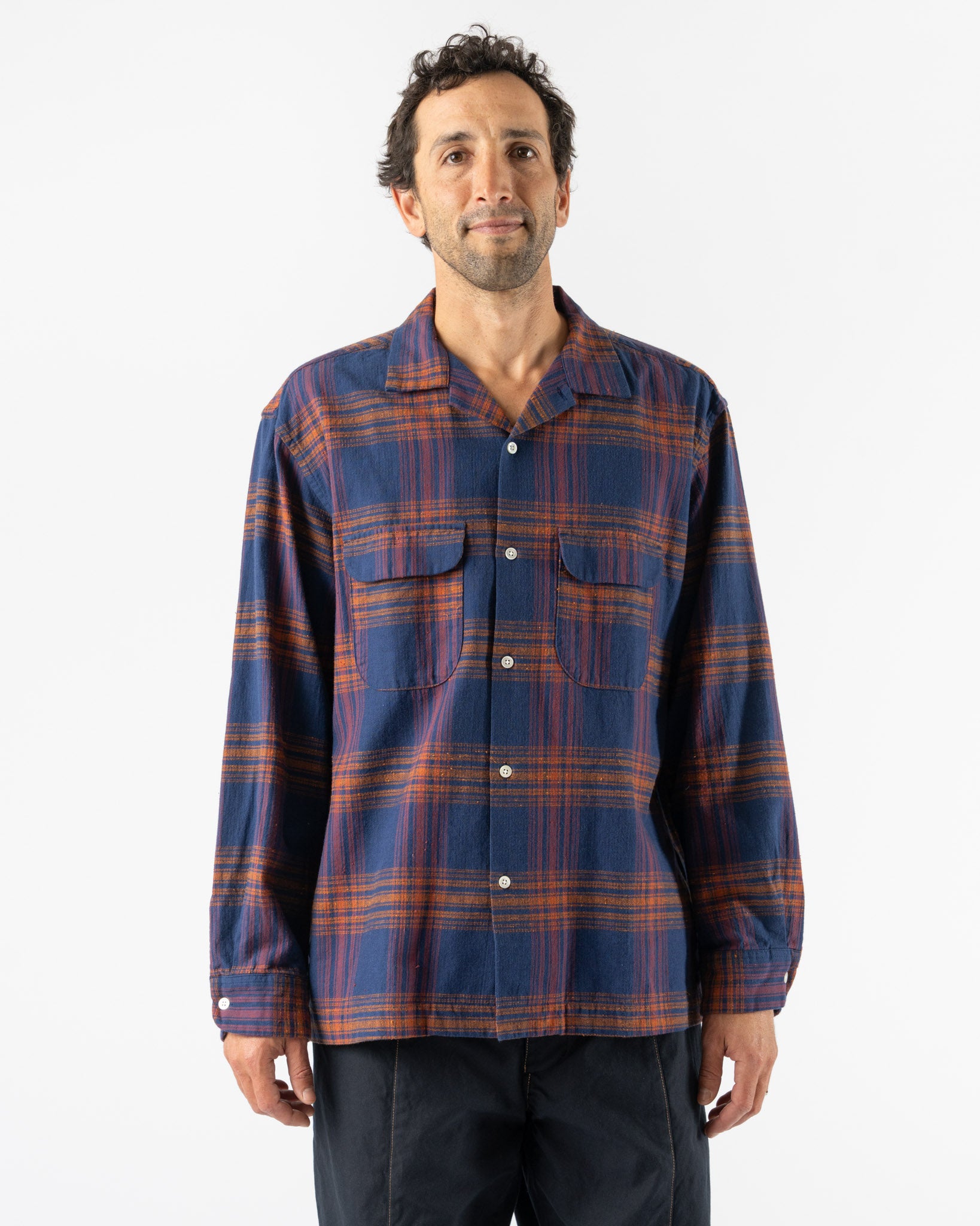 Pilgrim Surf + Supply Vincent Nep Herringbone Plaid Shirt in Red