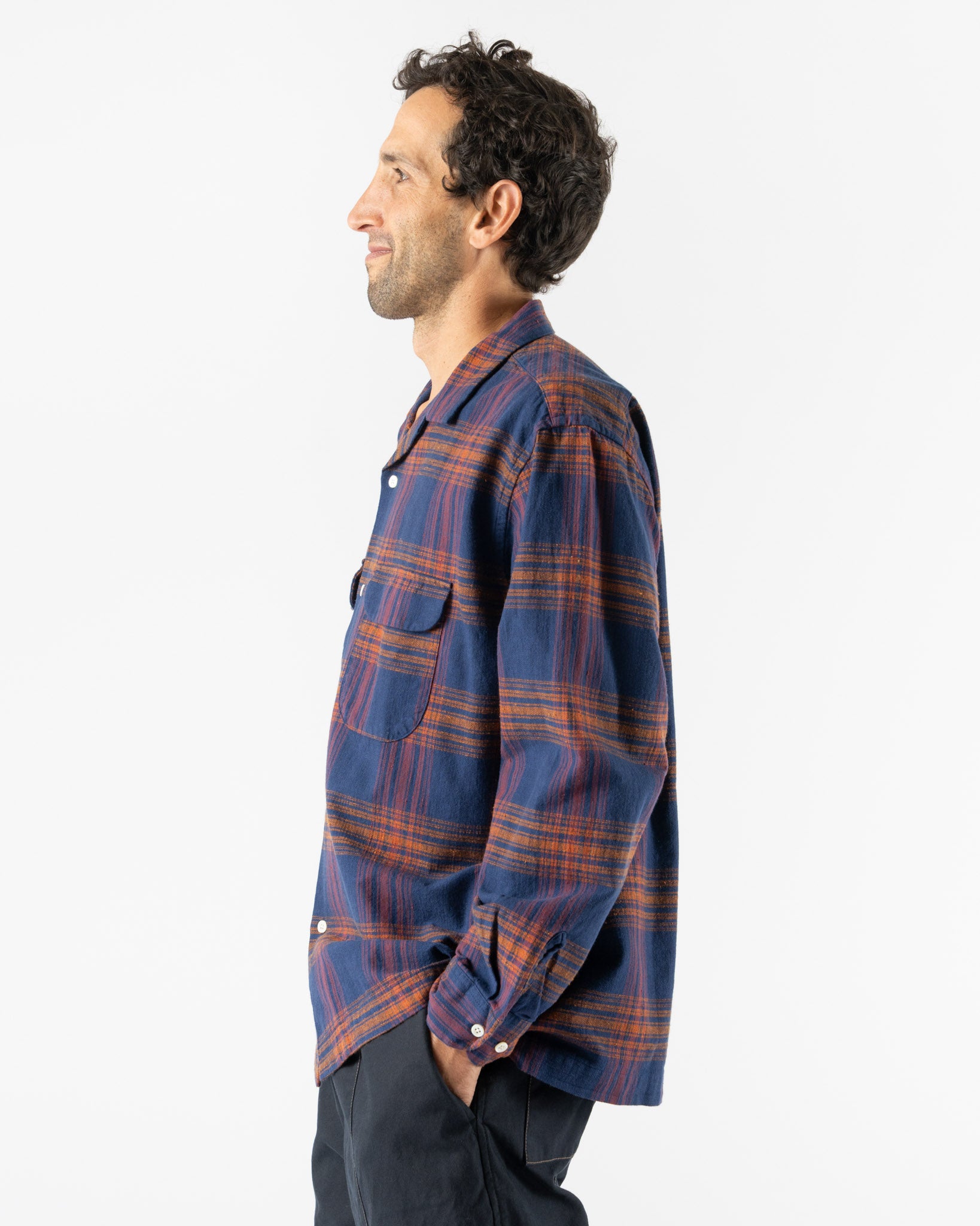 Pilgrim Surf + Supply Vincent Nep Herringbone Plaid Shirt in Red