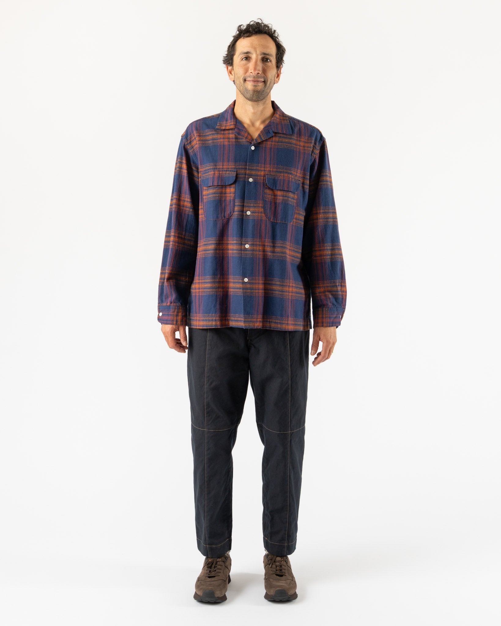 Pilgrim Surf + Supply Vincent Nep Herringbone Plaid Shirt in Red