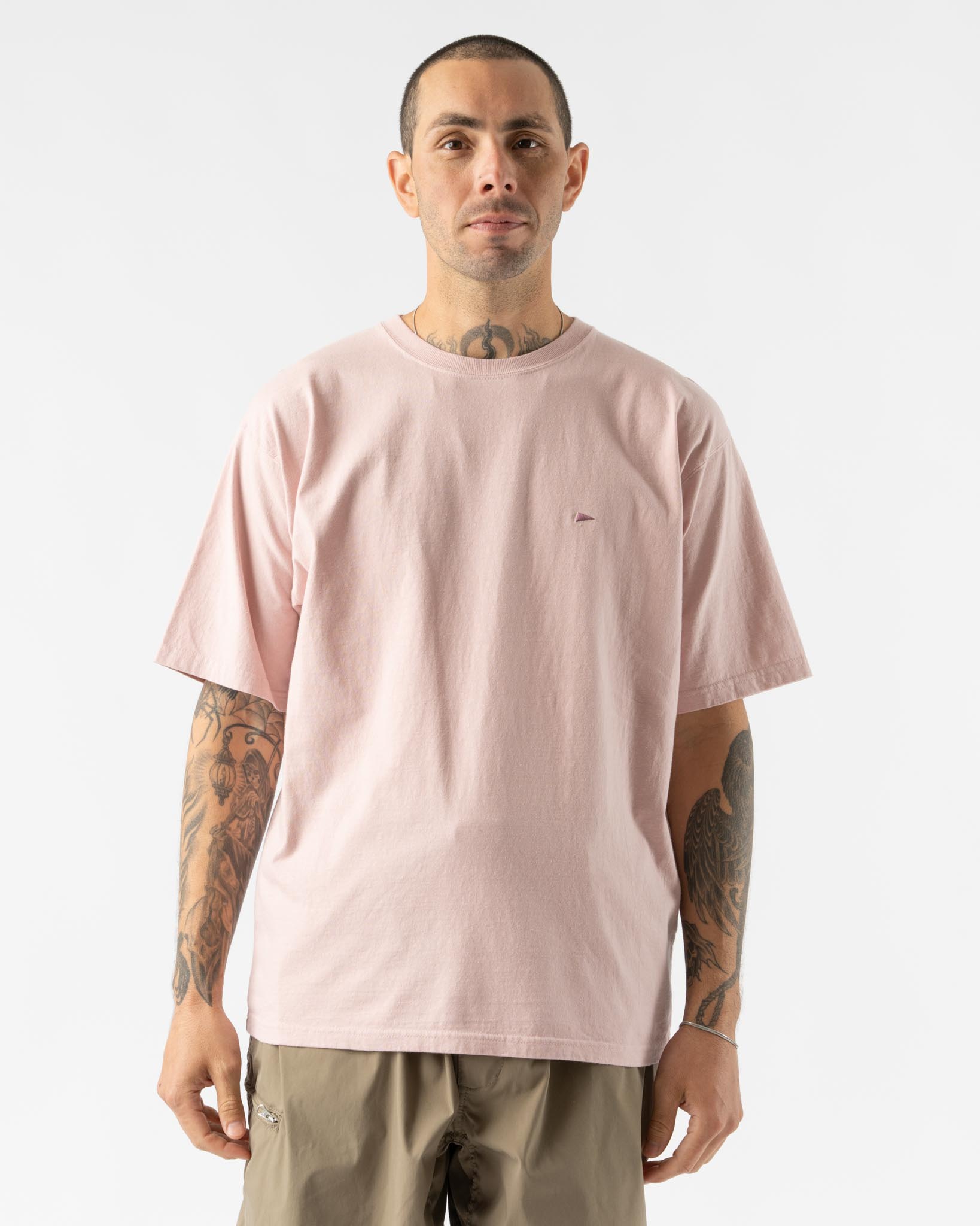 Pilgrim Surf + Supply Minimalist Embroidered Tee in Dusty Pink