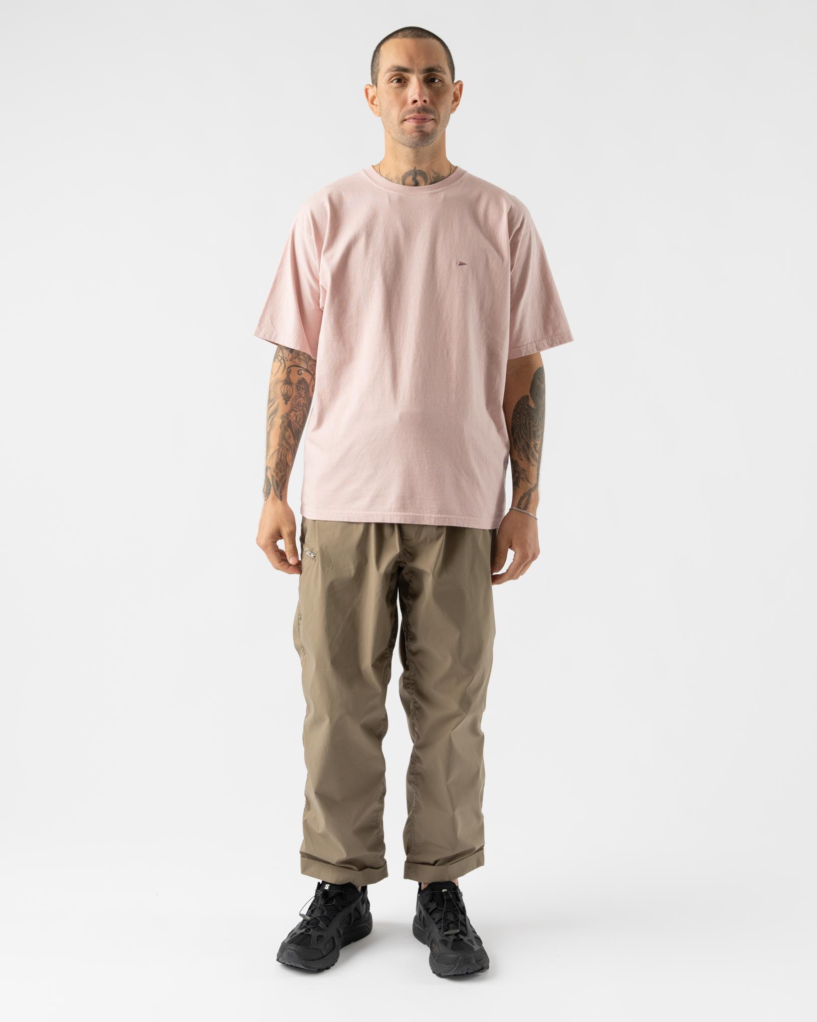 Pilgrim Surf + Supply Minimalist Embroidered Tee in Dusty Pink