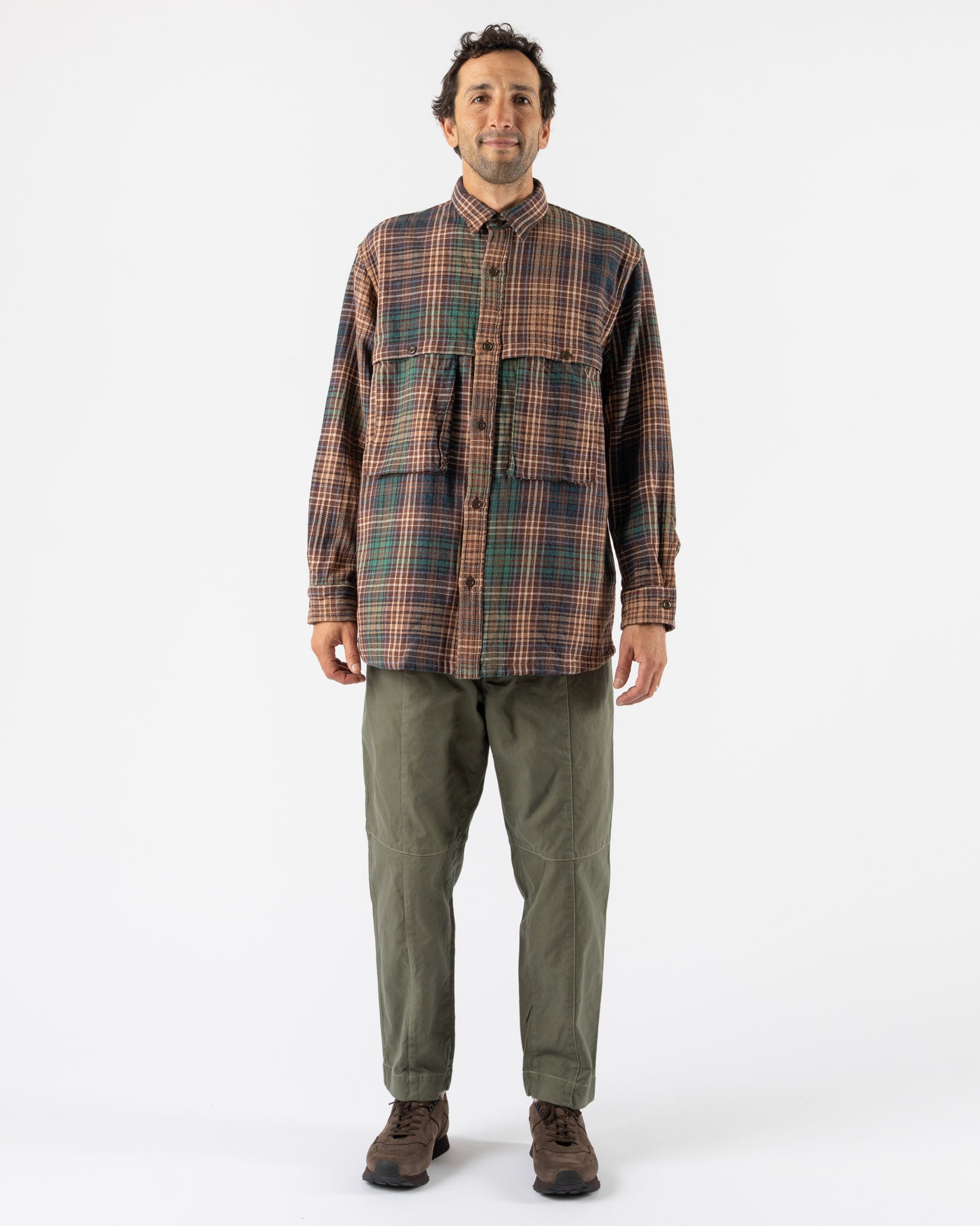 Pilgrim Surf + Supply Albert Field Shirt in Brown/Green