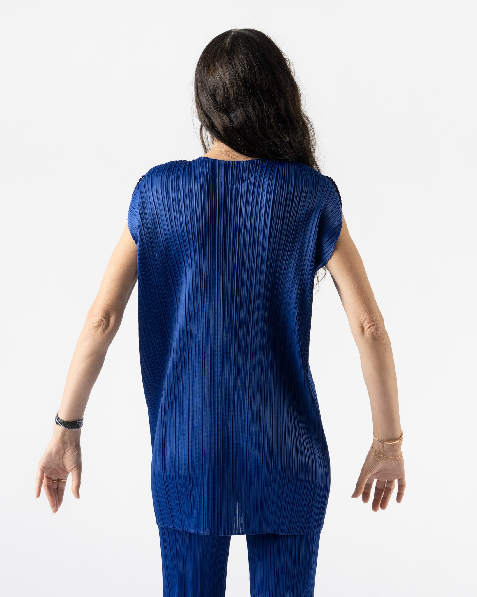 Pleats Please Issey Miyake Monthly Colors July Dress in Blue