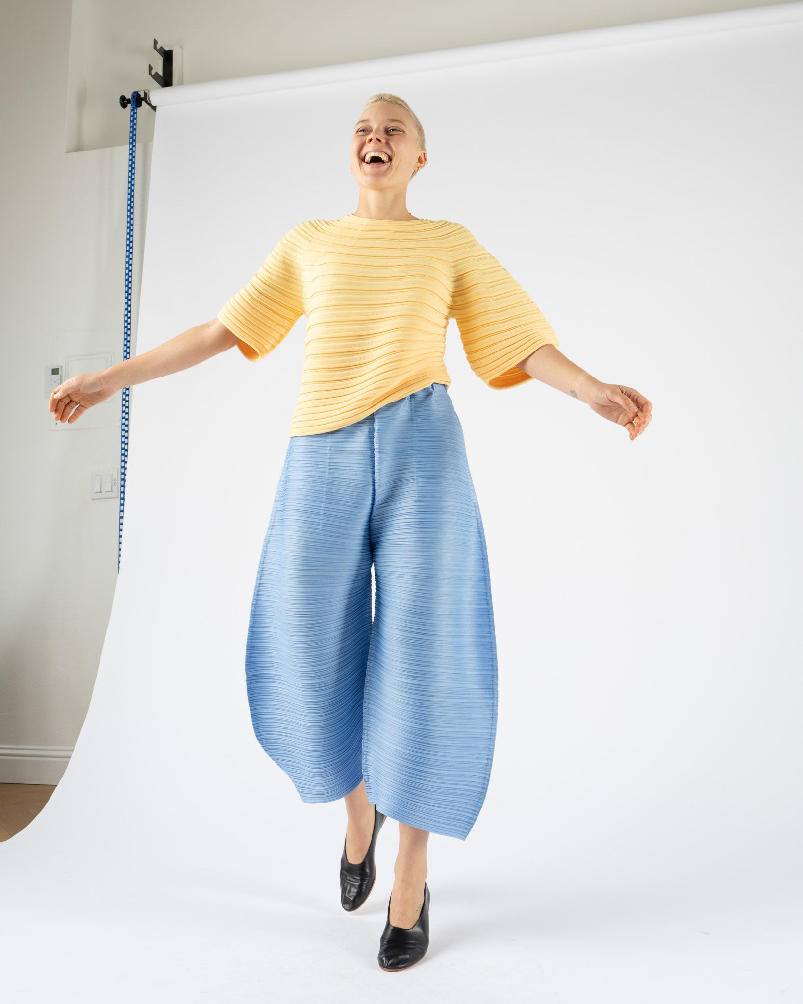 Pleats Please Issey Miyake Mushroom Knit in Yellow