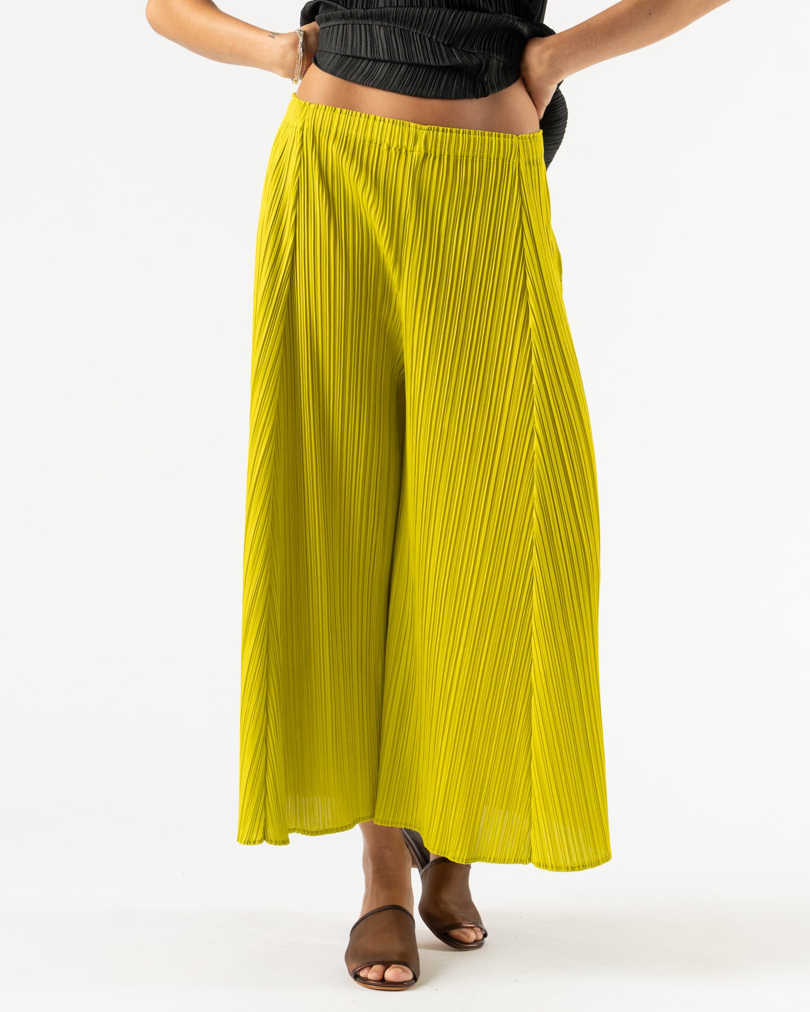 Pleats Please Issey Miyake May Mellow Pleats in Mustard