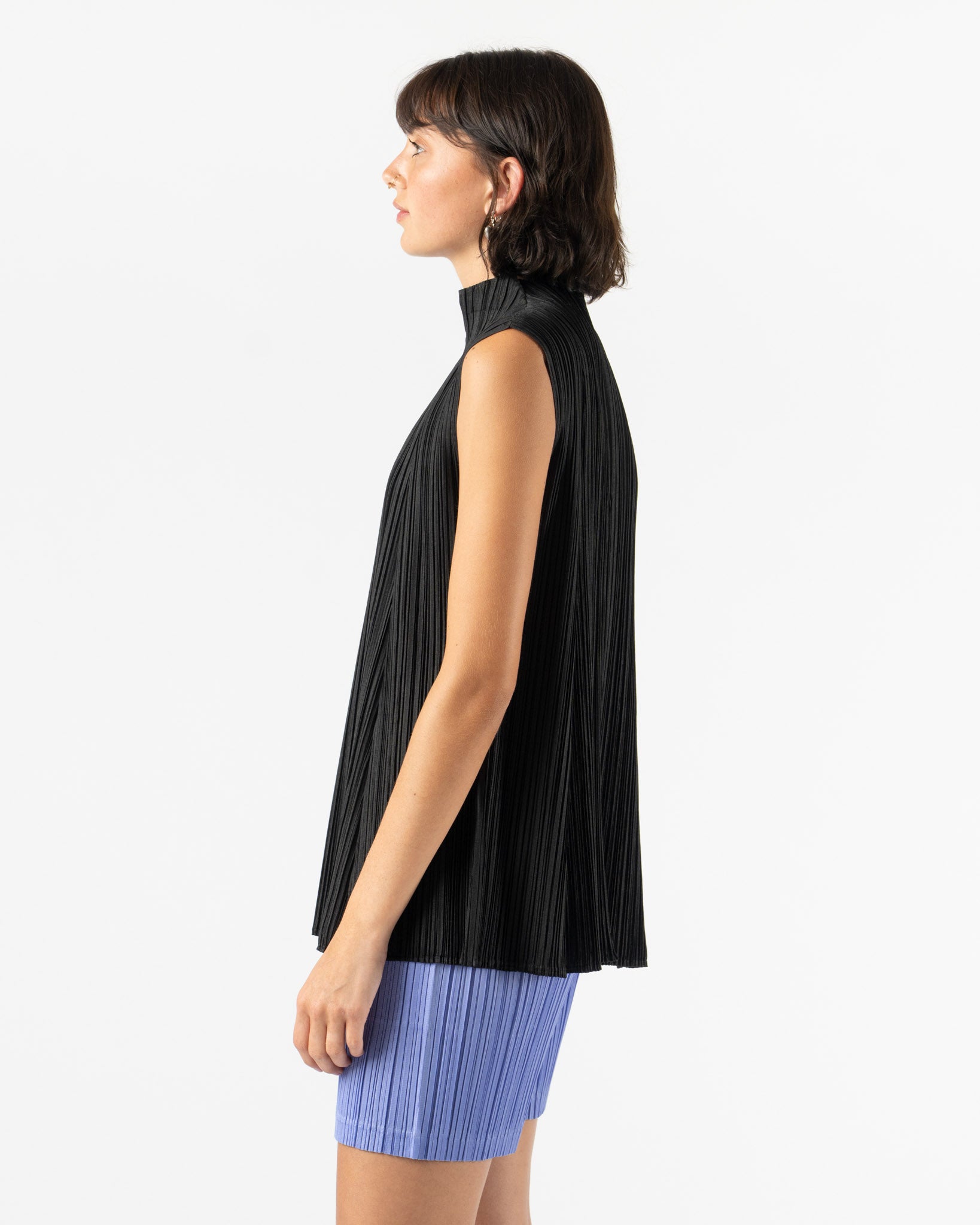 Pleats Please Issey Miyake Mellow Pleats Shirt in Black