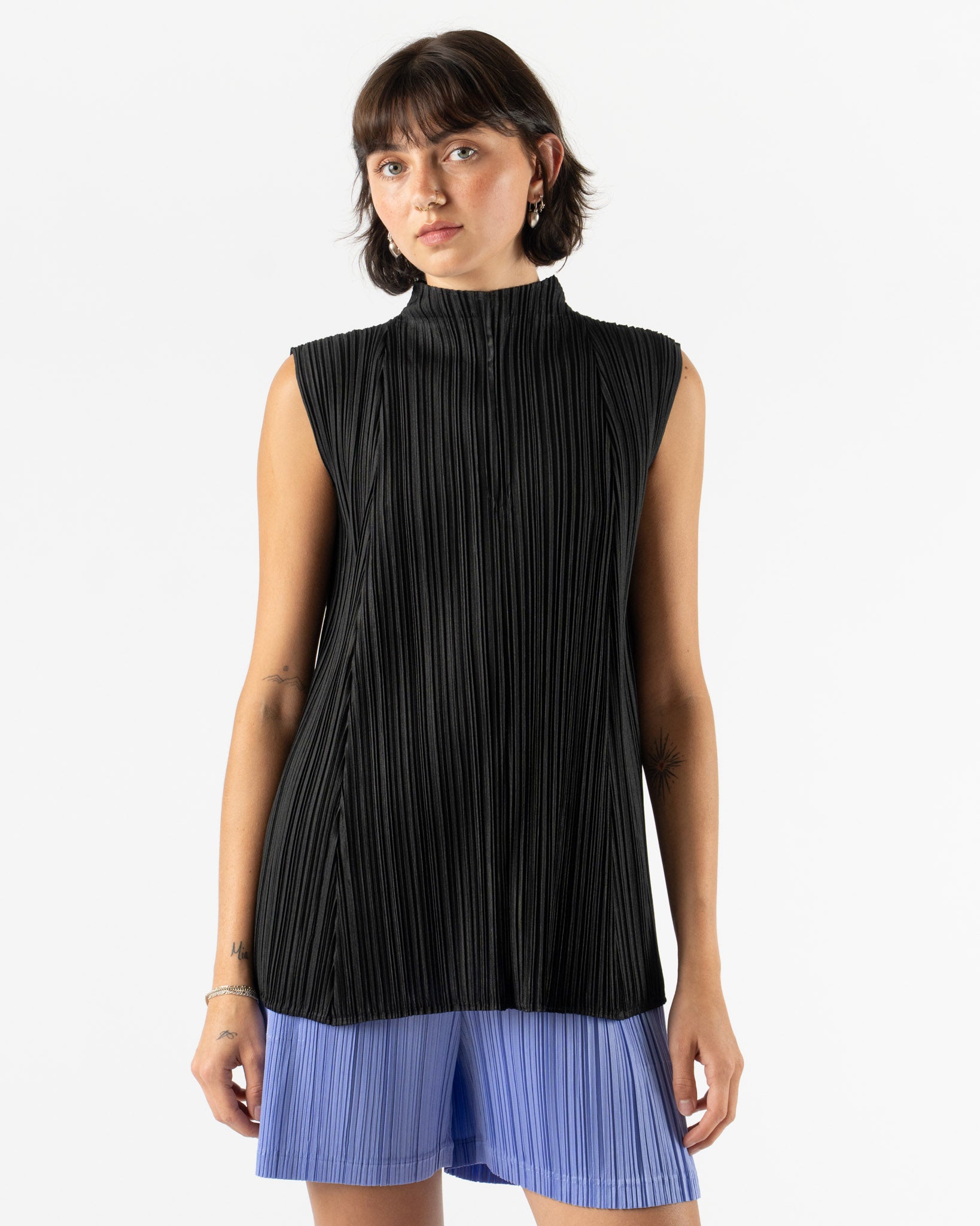 Pleats Please Issey Miyake Mellow Pleats Shirt in Black