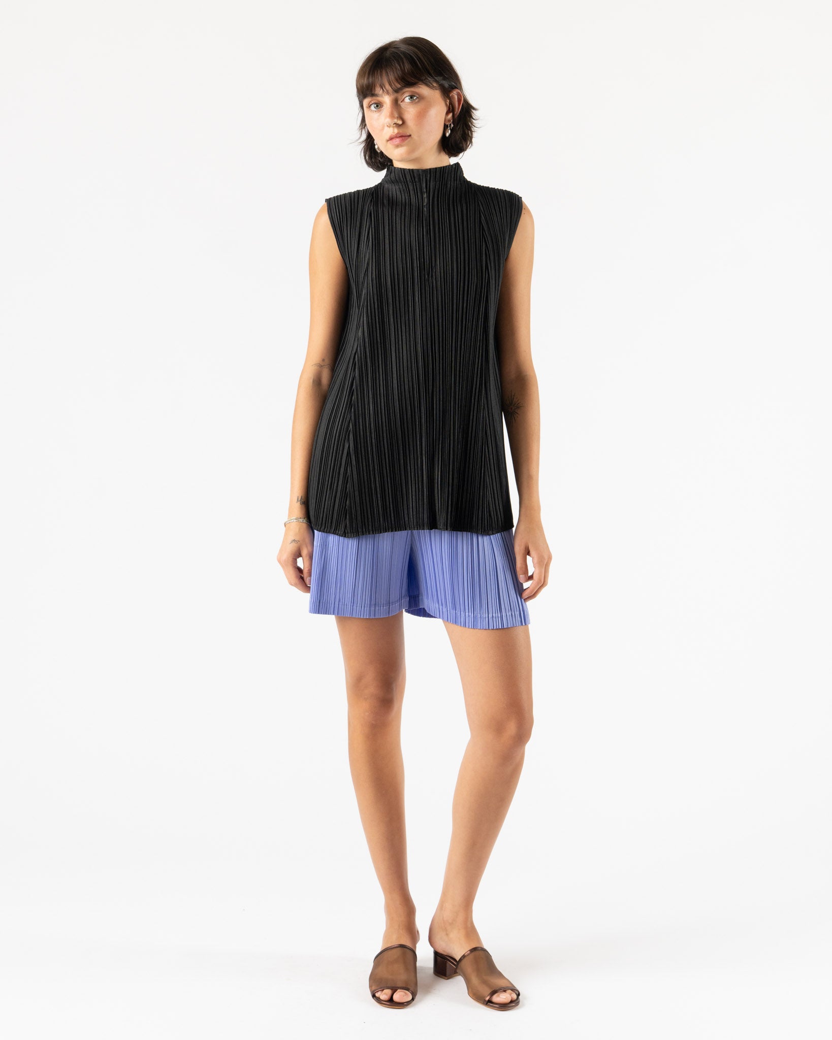 Pleats Please Issey Miyake Mellow Pleats Shirt in Black