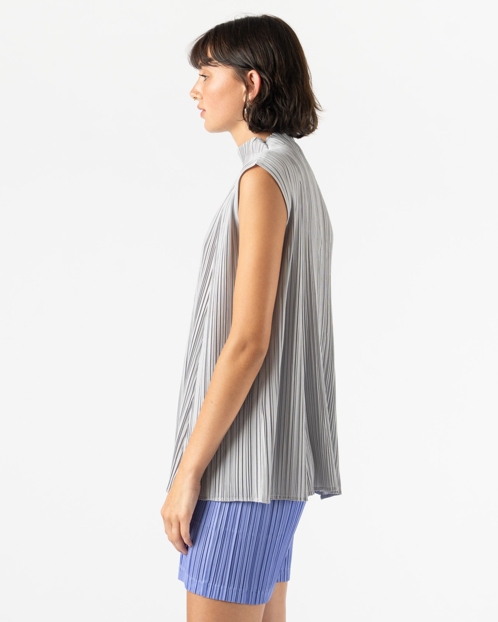 Pleats Please Issey Miyake Mellow Pleats Shirt in Cool Gray