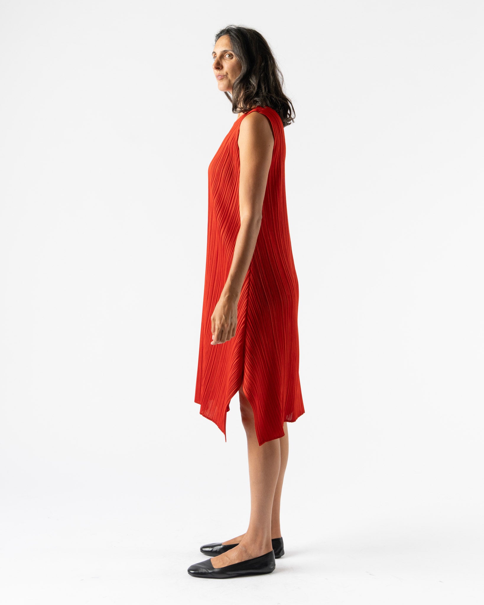 Pleats Please Issey Miyake Monthly Colors July Dress in Bright Red