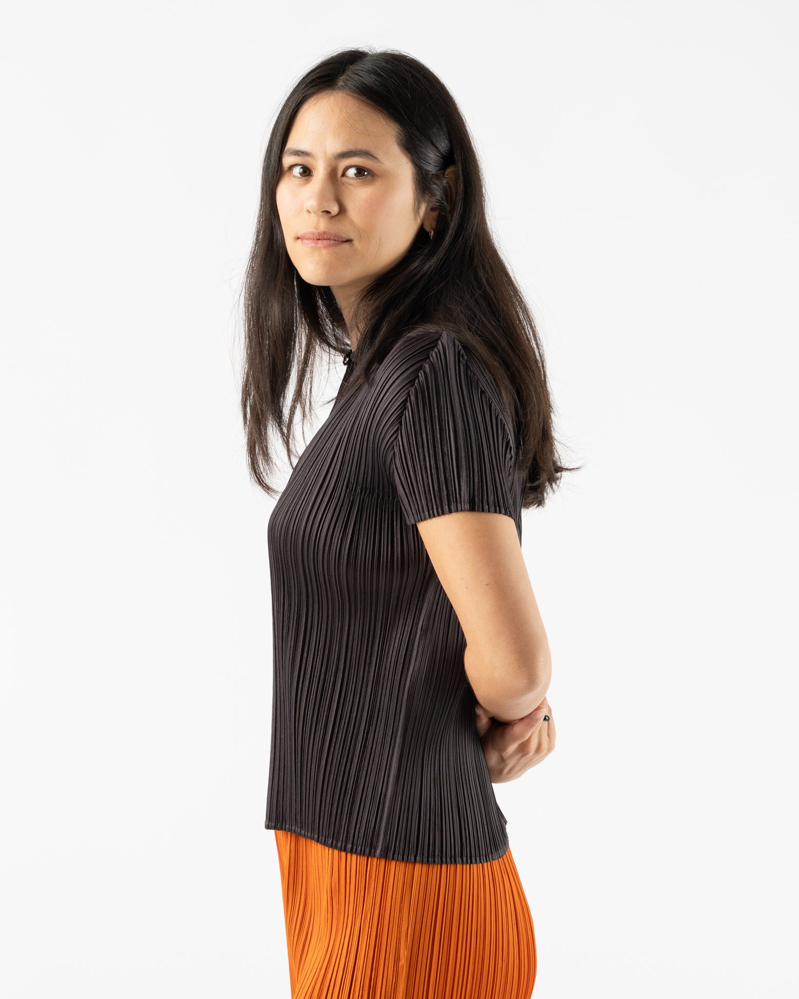 Pleats Please Issey Miyake April Monthly Colors Top in Black Pepper