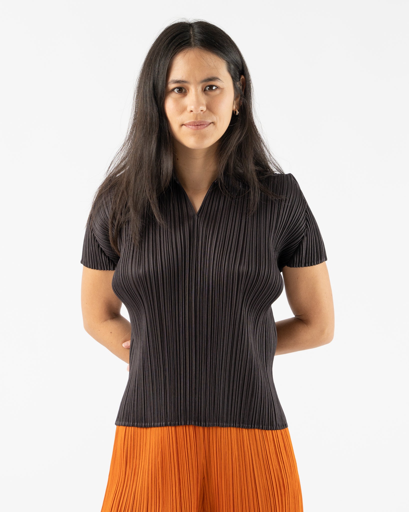 Pleats Please Issey Miyake April Monthly Colors Top in Black Pepper