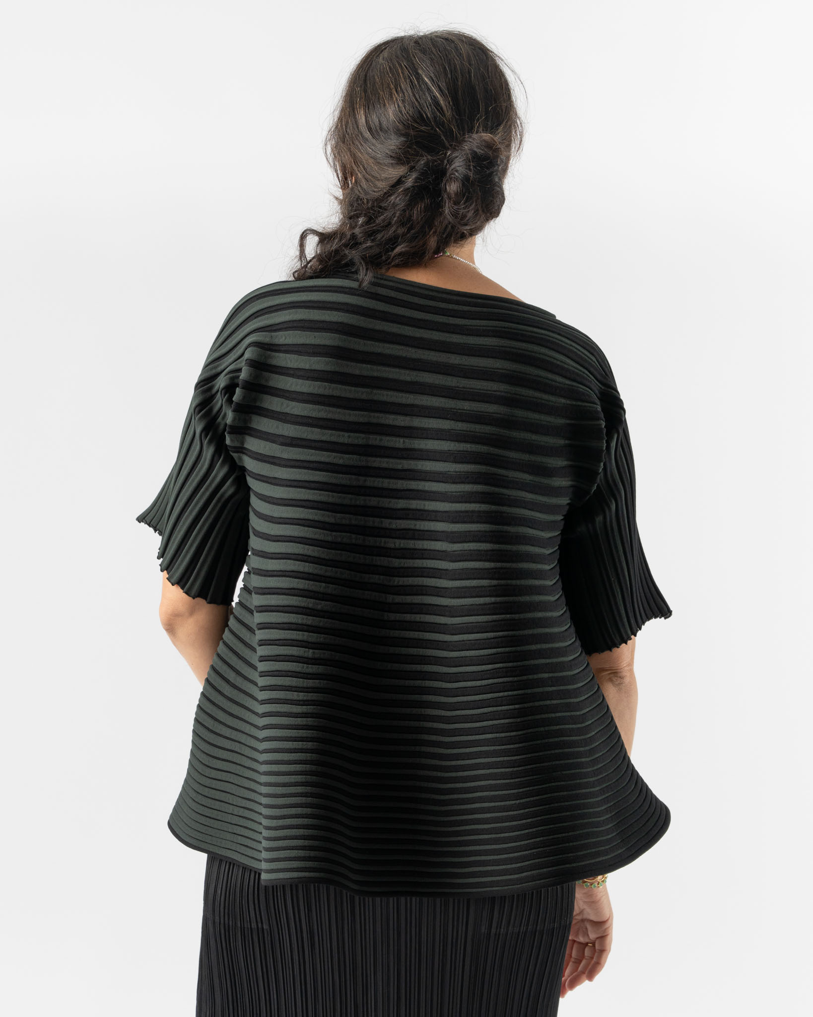 Pleats Please Issey Miyake Bounce Knit Top in Charcoal