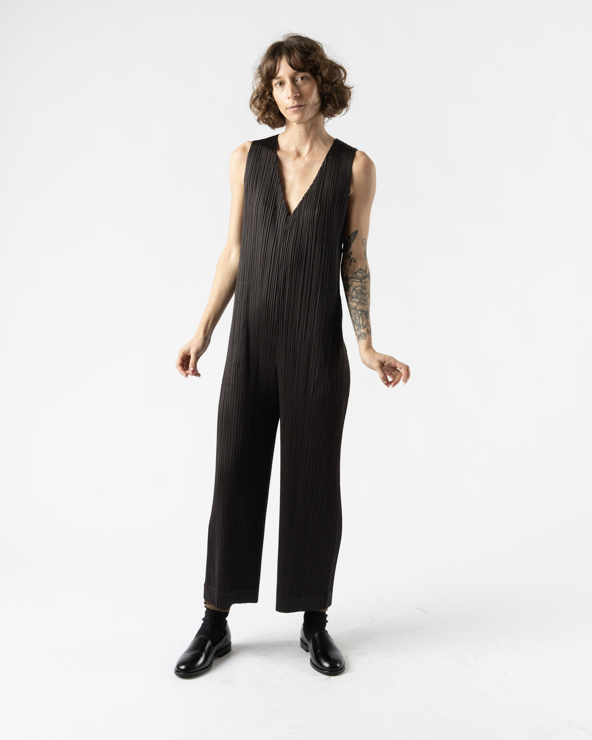 Pleats Please Issey Miyake Jumpsuit in Mocha Curated at Jake and Jones