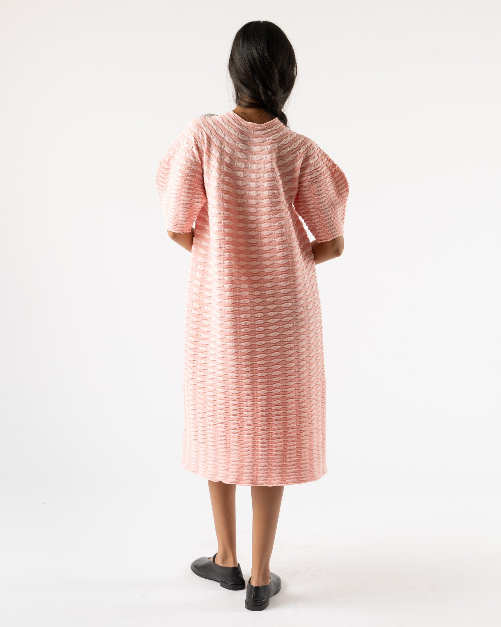 Pleats Please Issey Miyake Colorful Mushroom Knit Dress in Light Pink