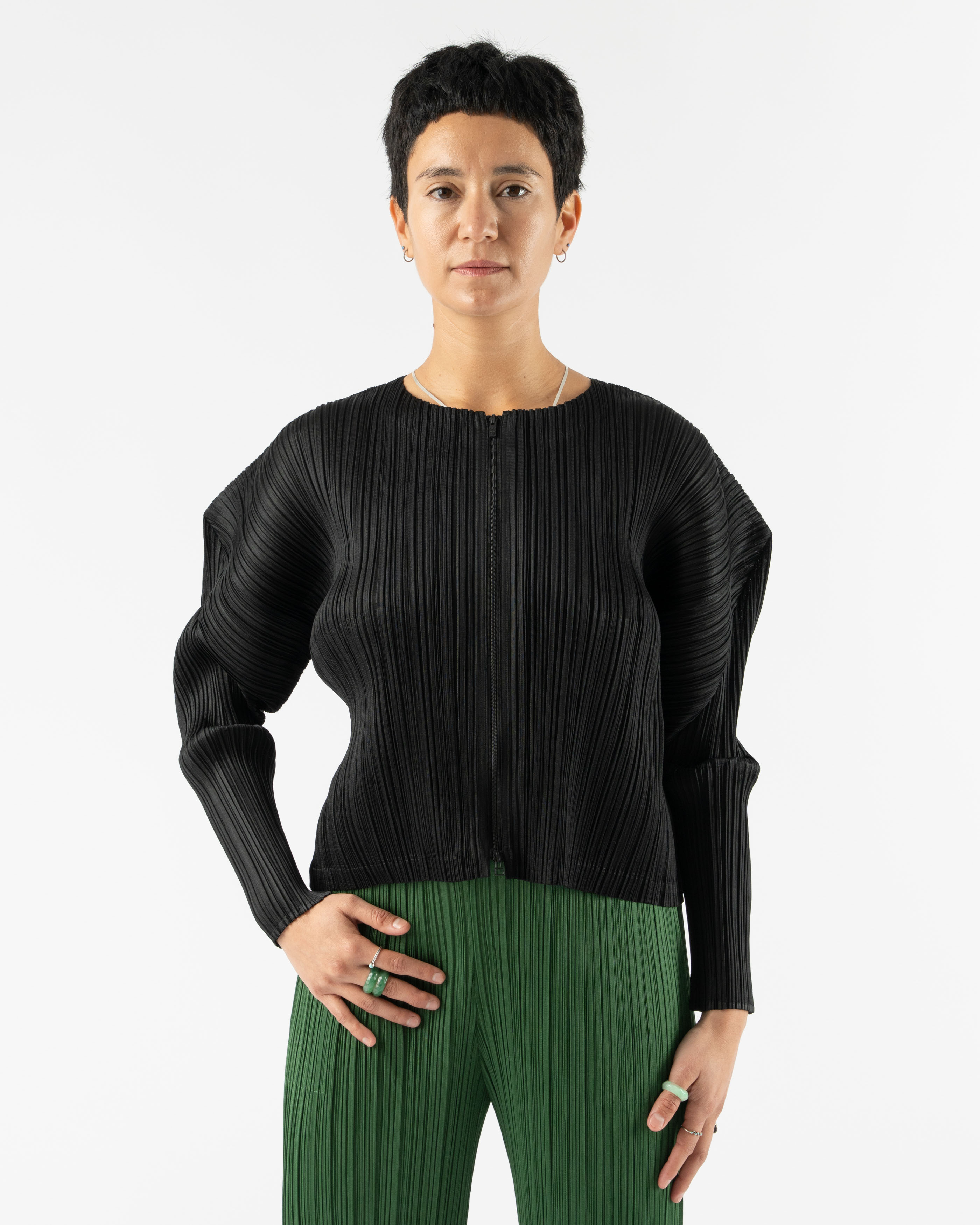 Pleats Please Issey Miyake February Monthly Colors Blouson in Black