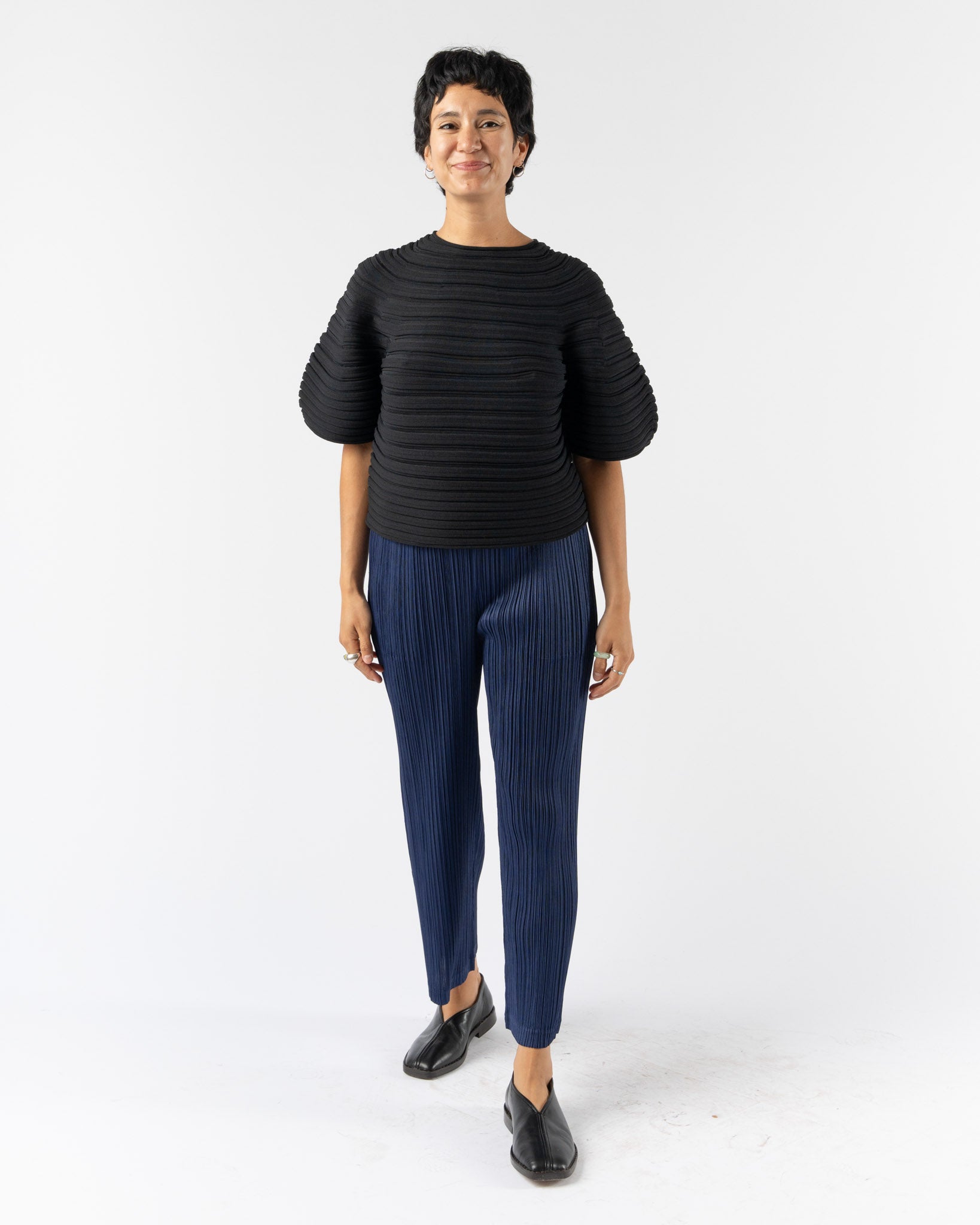 Pleats Please Issey Miyake Thicker Bottoms in Navy